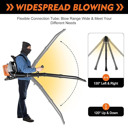 Miniatura 8 de Soplador de hojas de gas de 2 tiempos, soplador de mochila a gas, soplador de mochila con motor de 63 CC, soplador comercial para césped, jardín,