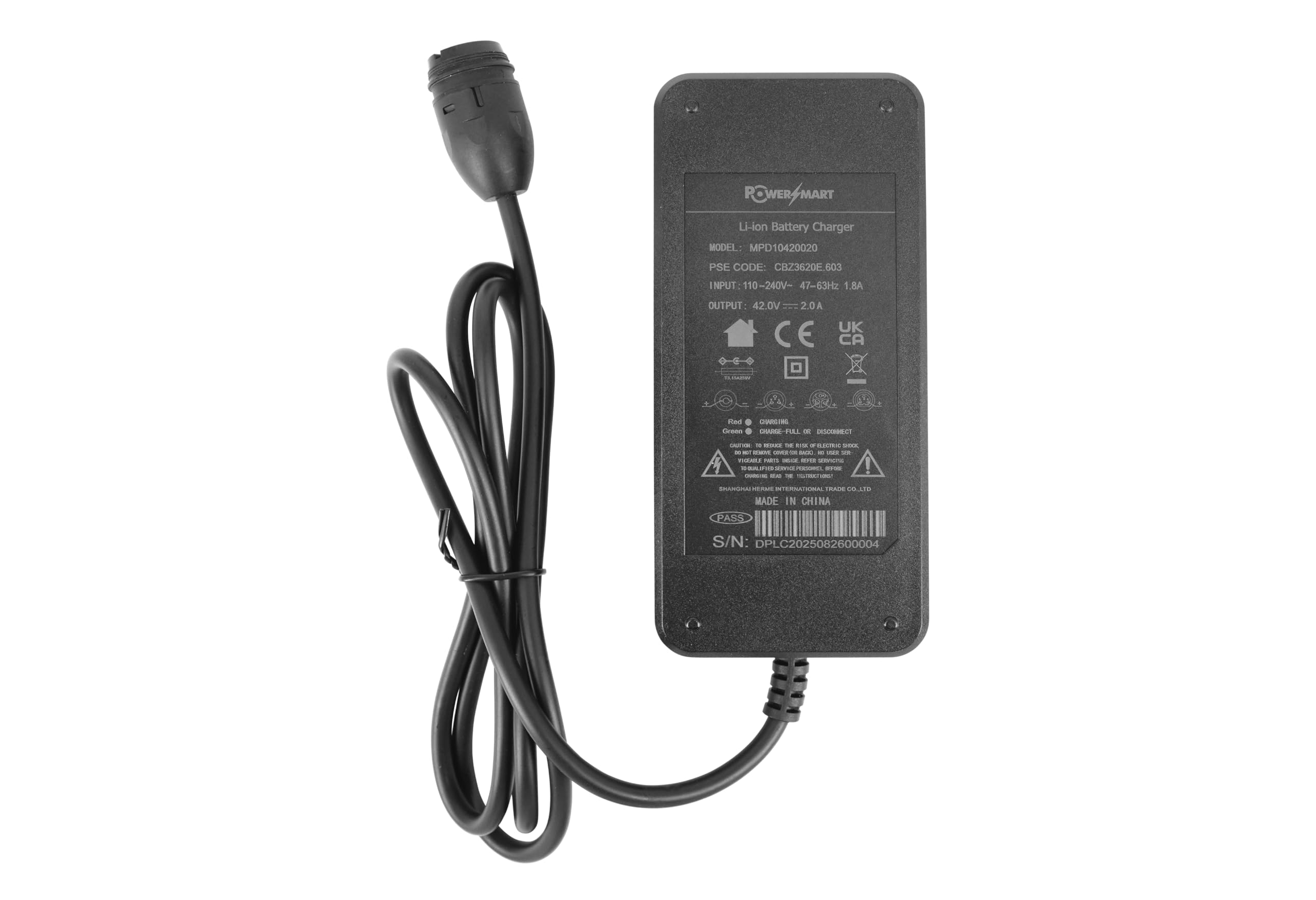 PowerSmart 42V 2A Ladegerät für 36V Rotwild ZEG BMZ Derby Cycle Li-Ion E-Bike Akku