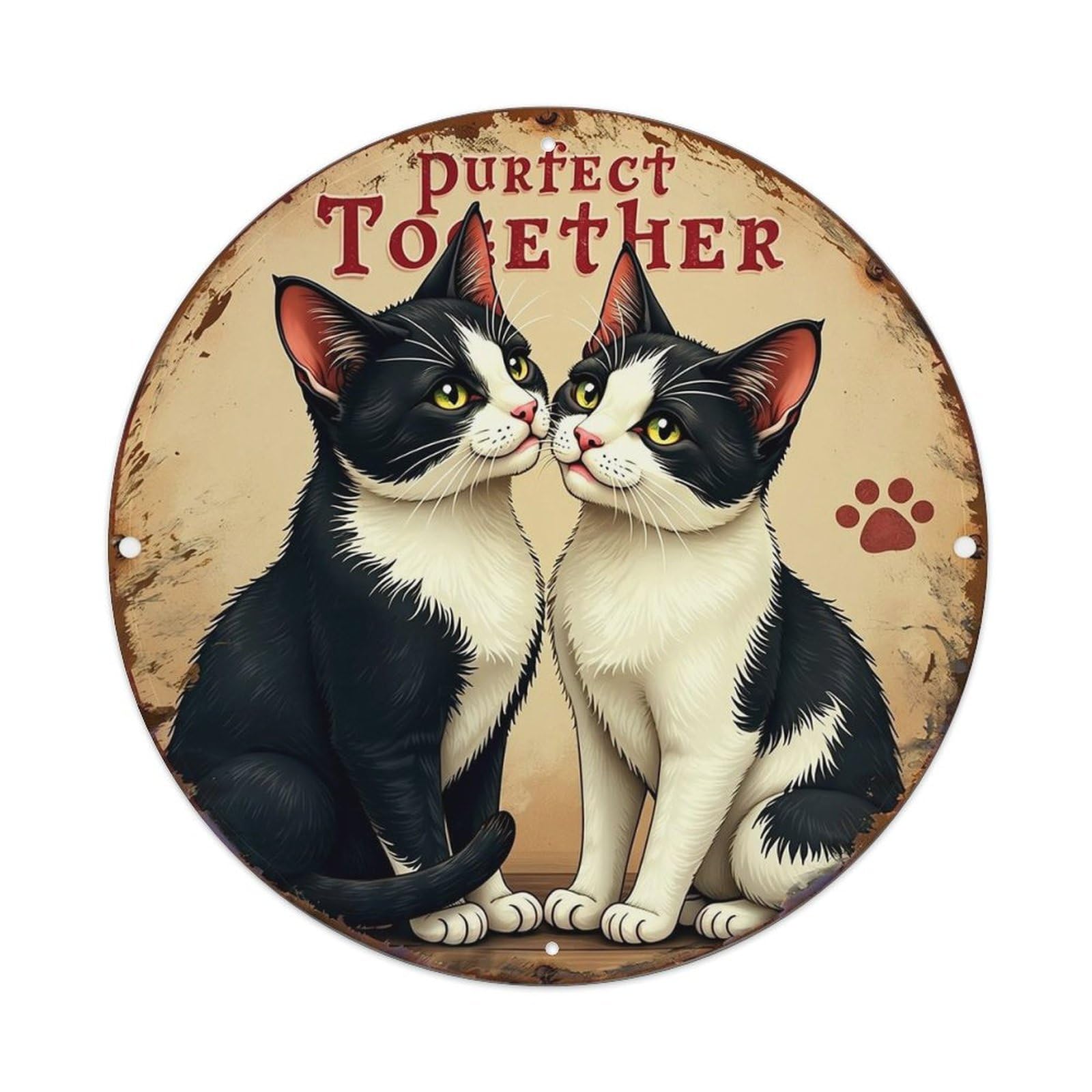 Jdyansheng Vintage Purrfect Together Cat Love Sign Tin Sign Metal Poster Metal Signs For Home Man Cave Bar Cafe Kitchen Laundry Room Wall Decorations 8X8 Inches