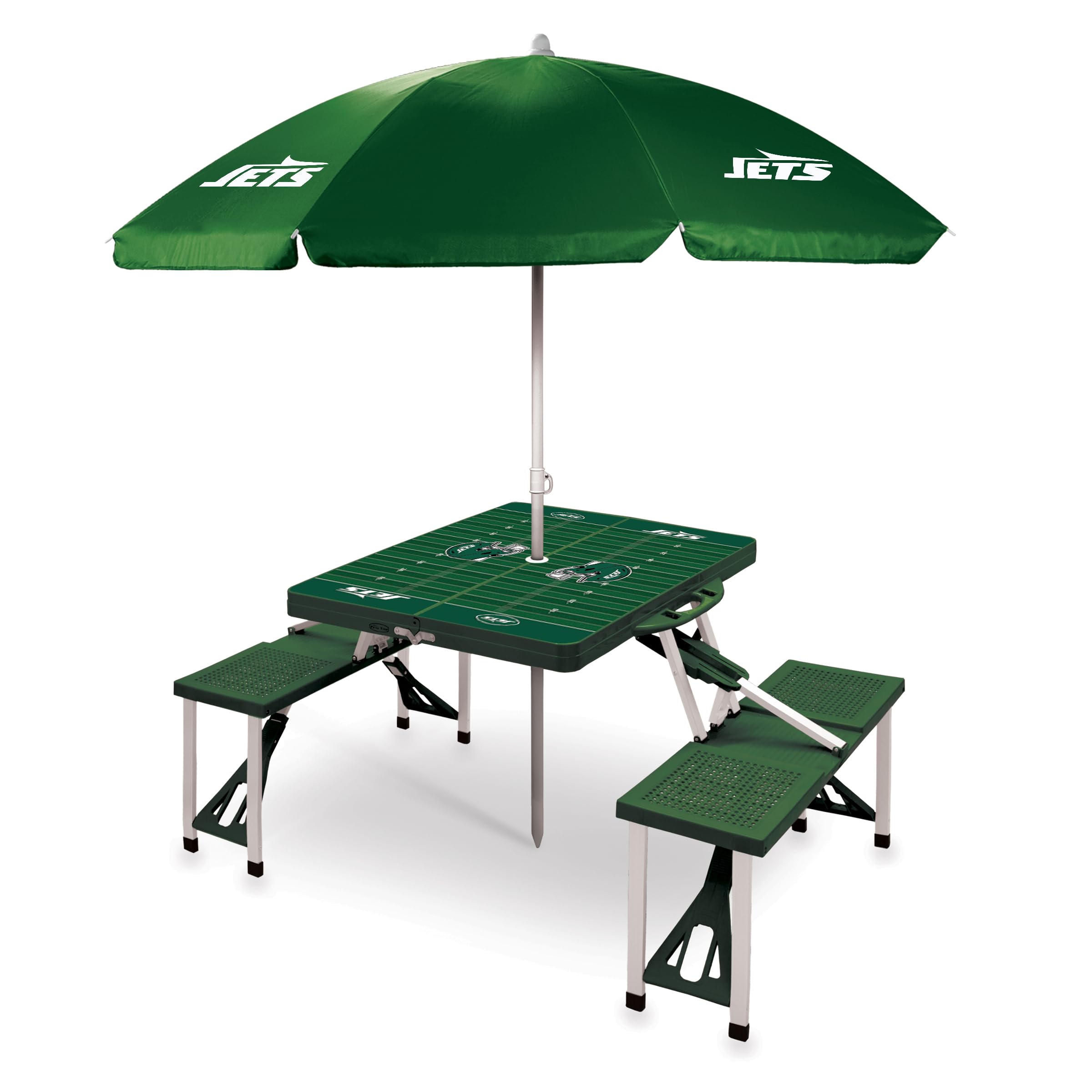 PICNIC TIME NFL Picnic Table Portable Folding Table with Seats and Umbrella