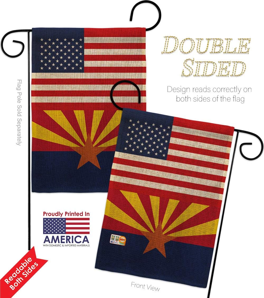 US Arizona Burlap Garden Flag Set Mailbox Hanger Regional USA American Territories Republic Country Particular Area Small Decorative Gift Yard House Banner Double-Sided Made In 13 X 18.5