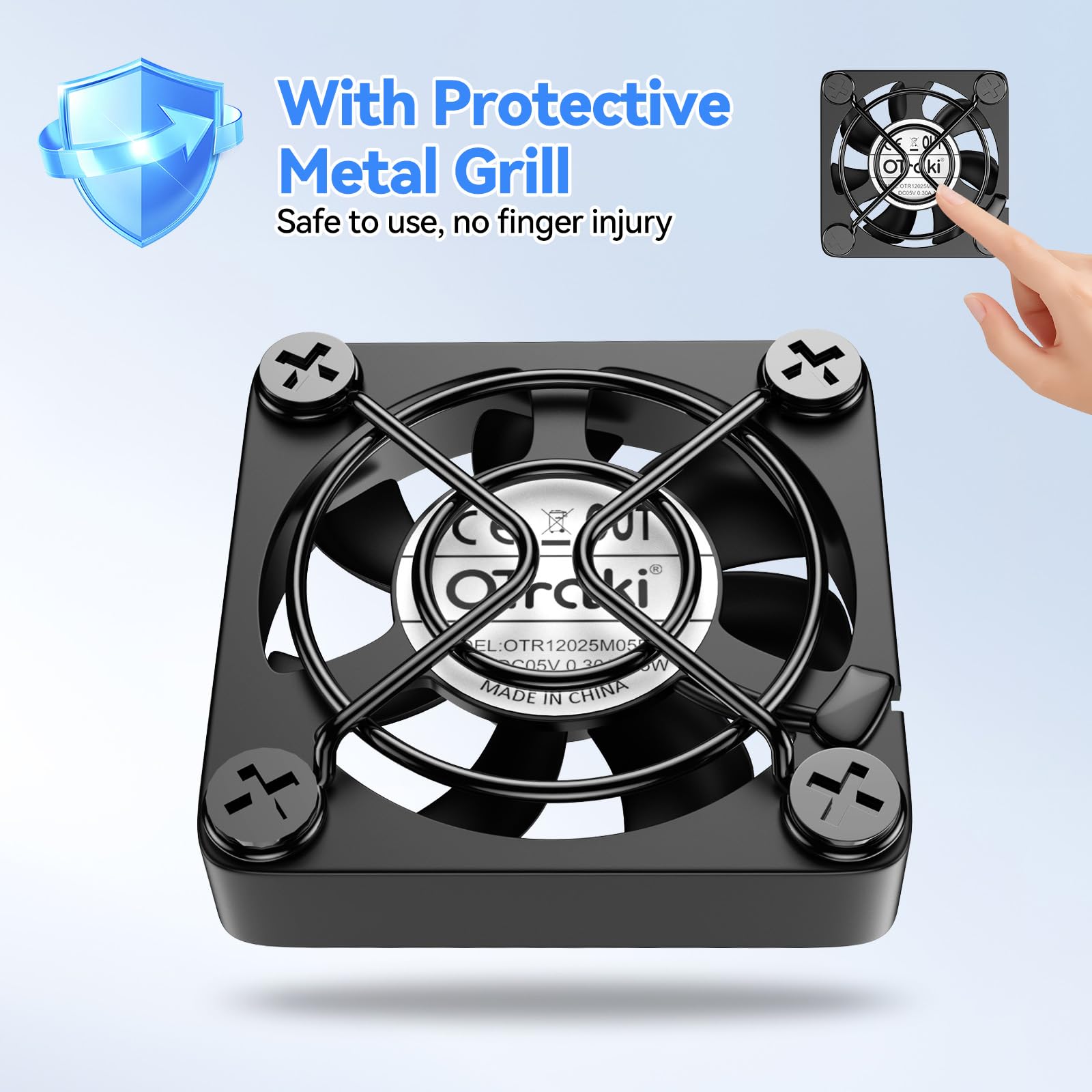 OTraki Nero Mini Ventilatore 40 x 40 x 10mm Doppio USB Ventola Portatile Compatto con 3 Velocità Regolabili per PS5 PC Laptop