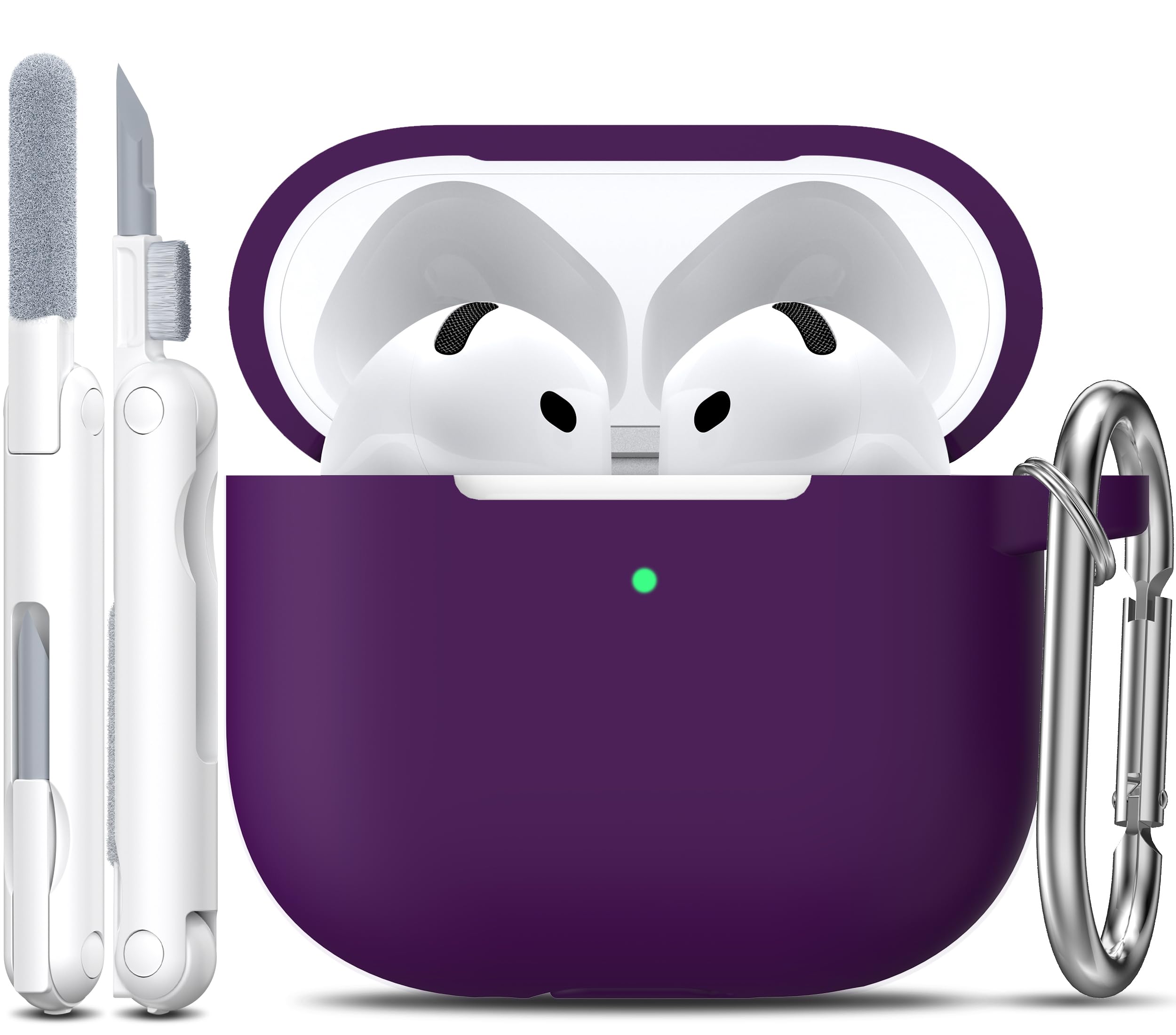 R-fun for AirPods 4 Case with Cleaner Kit,Full Protective Soft Skin Silicone Cover with Keychain for AirPods 4 Gen Case for Men Women,Compatible with