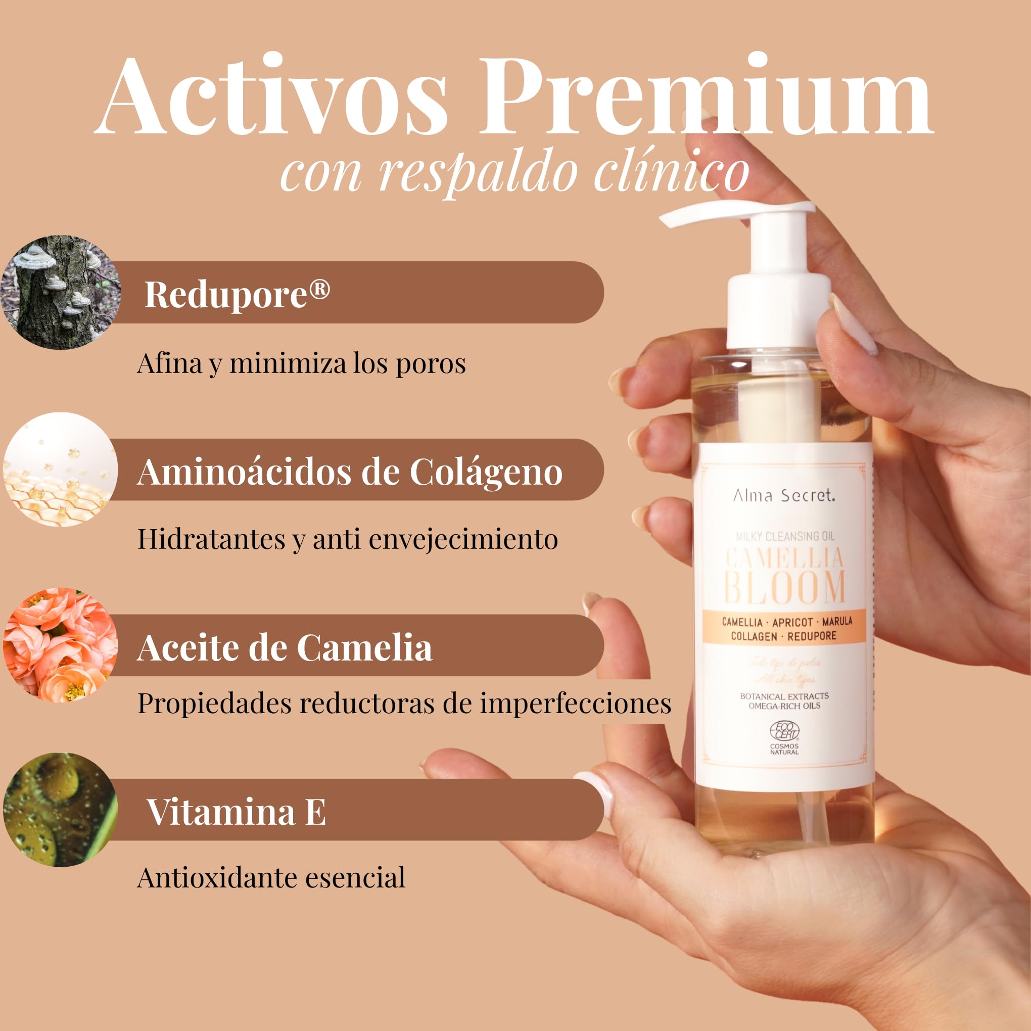 Alma Secret | Aceite Limpiador Facial Desmaquillante Camellia Bloom | Oil Cleanser Doble Limpieza | Elimina Maquillaje Waterproof e Impurezas | Oil to Milk | Afina Poros | Todo Tipo de Pieles | 200 ml