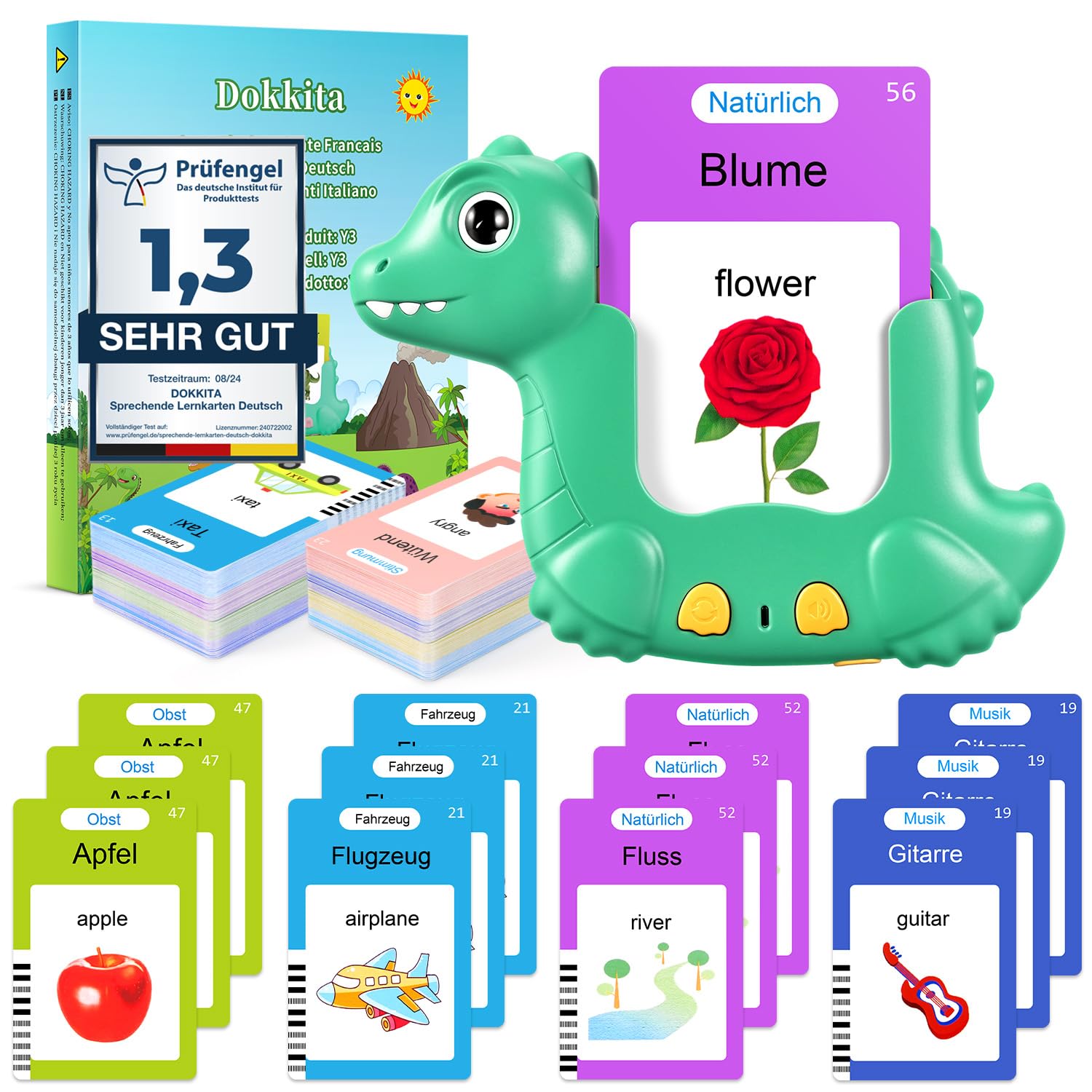 Cartes Flash Parlantes Montessori 510 Mots – 255 Cartes Recto-Verso – 31 Thèmes – Bilingue FR/EN – Cadeau 3+ Ans
