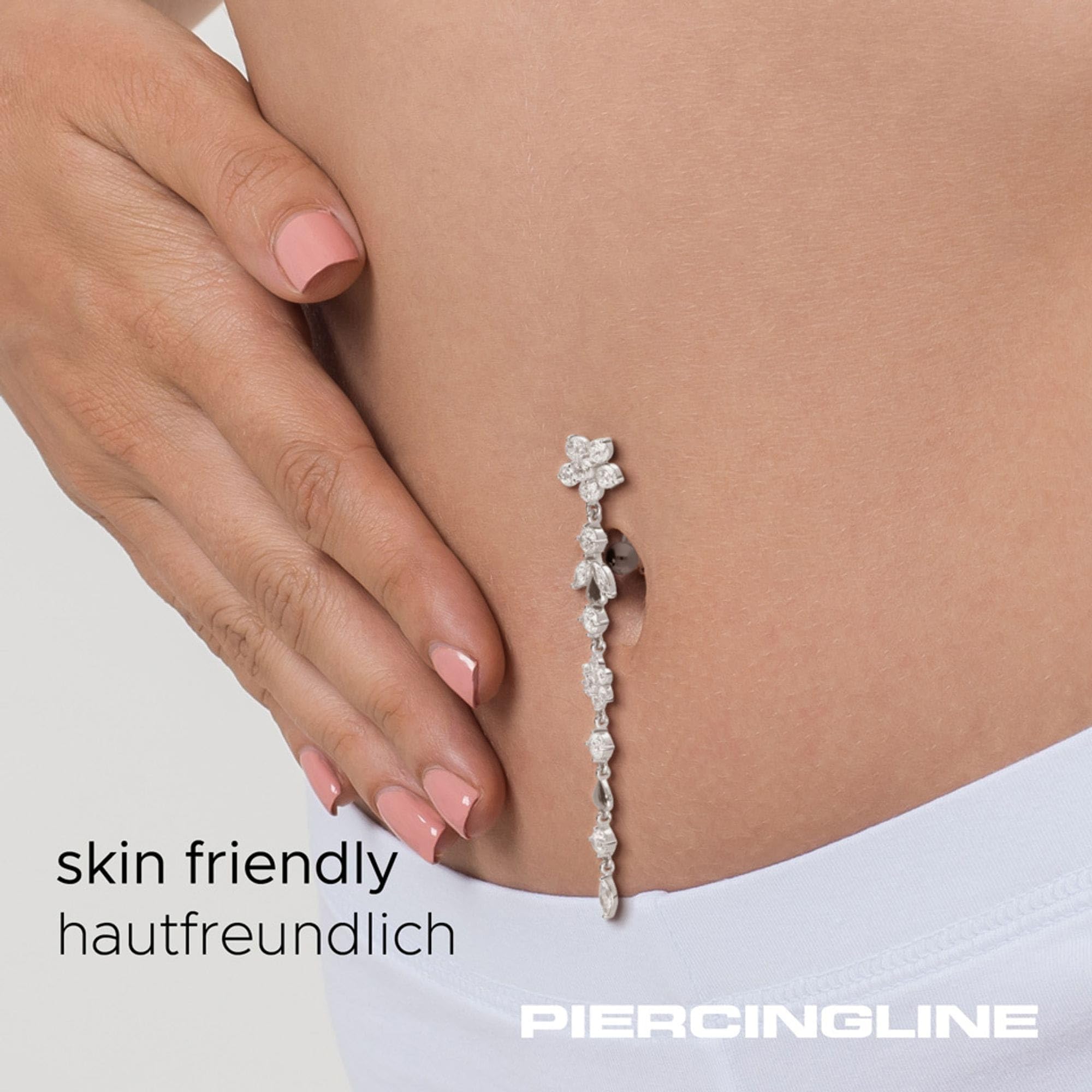PIERCINGLINE Bauchnabelpiercing aus Chirurgenstahl mit Blumenranke - Bananabell Piercing in 3 stylischen Farben