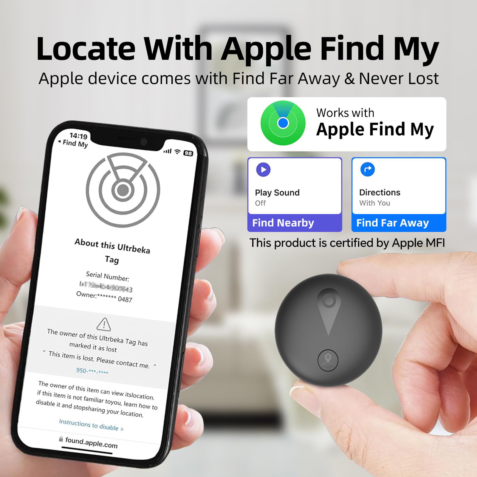 Localizzatore GPS per Auto, Mini Tracciatore Magnetico Senza Sottoscrizione, Compatibile con Android/iOS, Tracciamento in Tempo Reale, Impermeabile IP68, Compatto per Auto, Animali e Bagagli, Nero