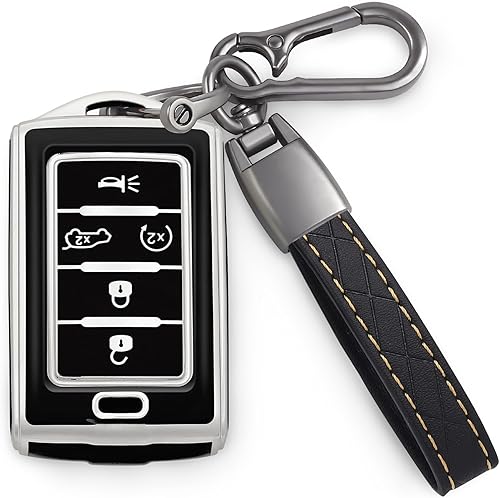 Miniatura 10 de COTIYBOK Funda para llavero Jeep con llavero de TPU para llave de automóvil, protección de 360 grados, compatible con Jeep Grand Cherokee 2021-2023,