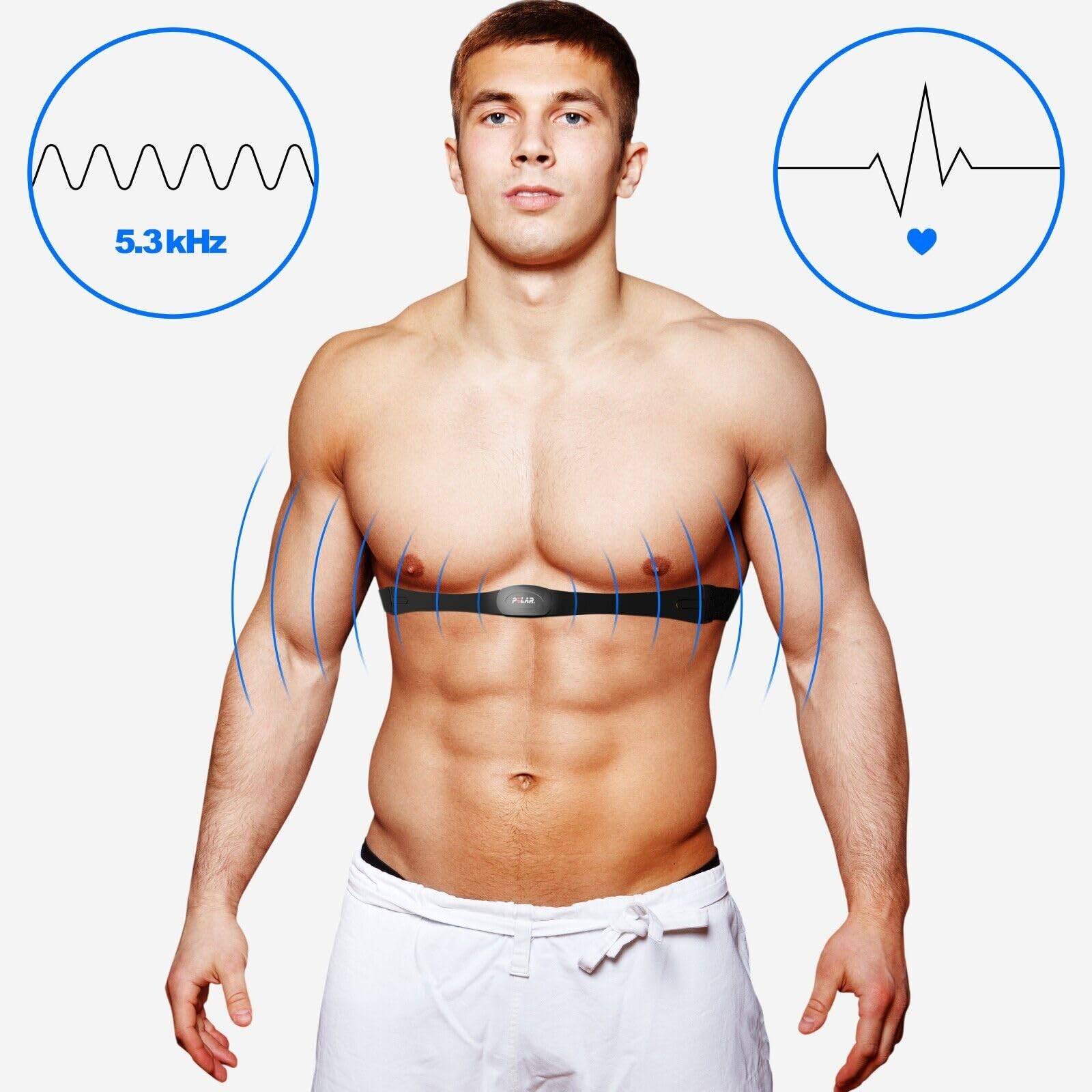 MAXXUS Ceinture Cardio Polar T34 - Fréquence 5 kHz, sans Fil, Compatible Universel, Imperméable, Anti-Transpirant, Taille M - Capteur Cardiaque, Moniteur de Fréquence Cardiaque, Entraînement