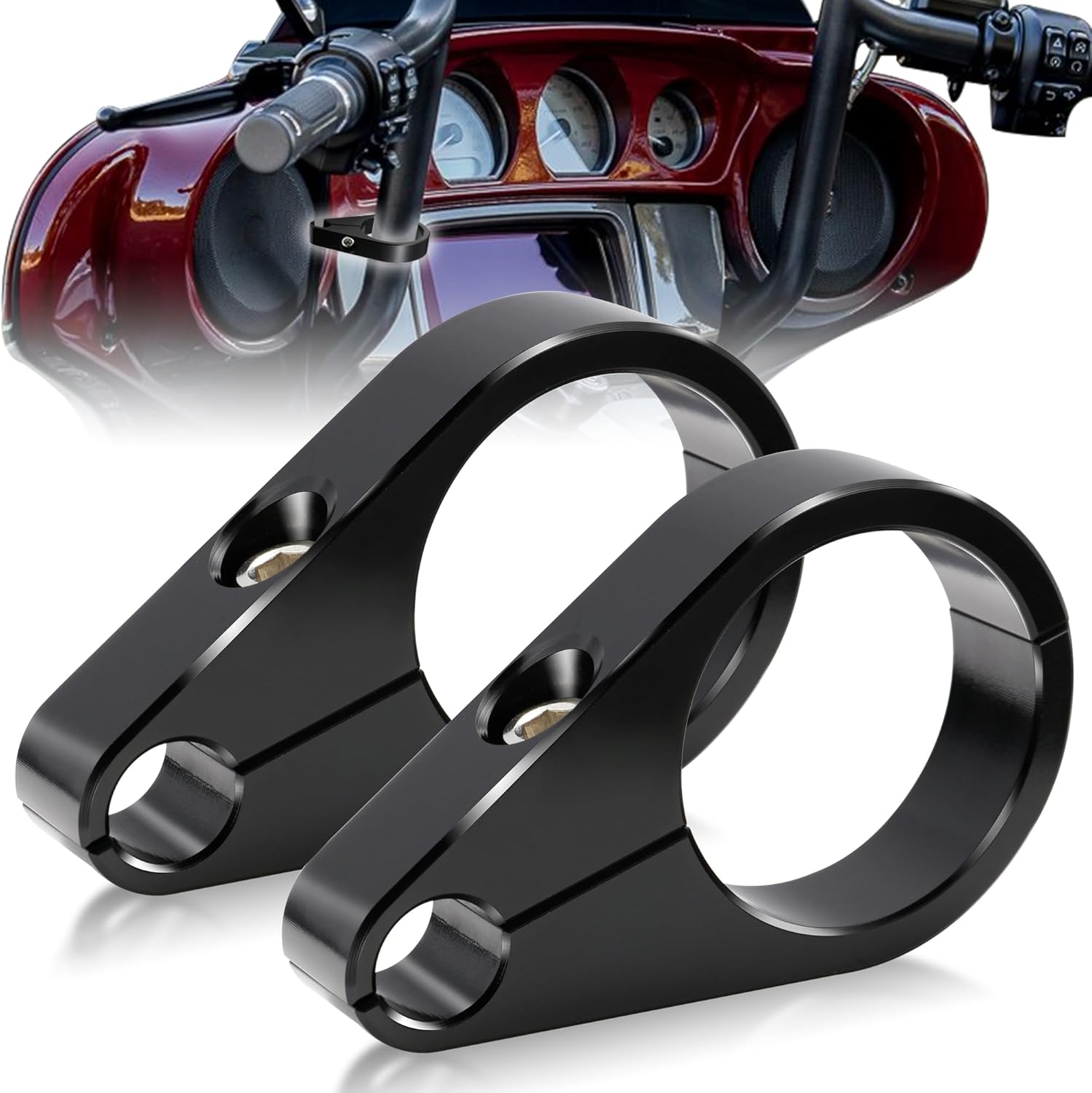 2-Pack Cable Clamps 1.25" Chrome Billet Handlebar Frame Mount for Clutch Cables and Brake Lines – for Harley, for Honda, for Yamaha, and other motorcycles and bikes