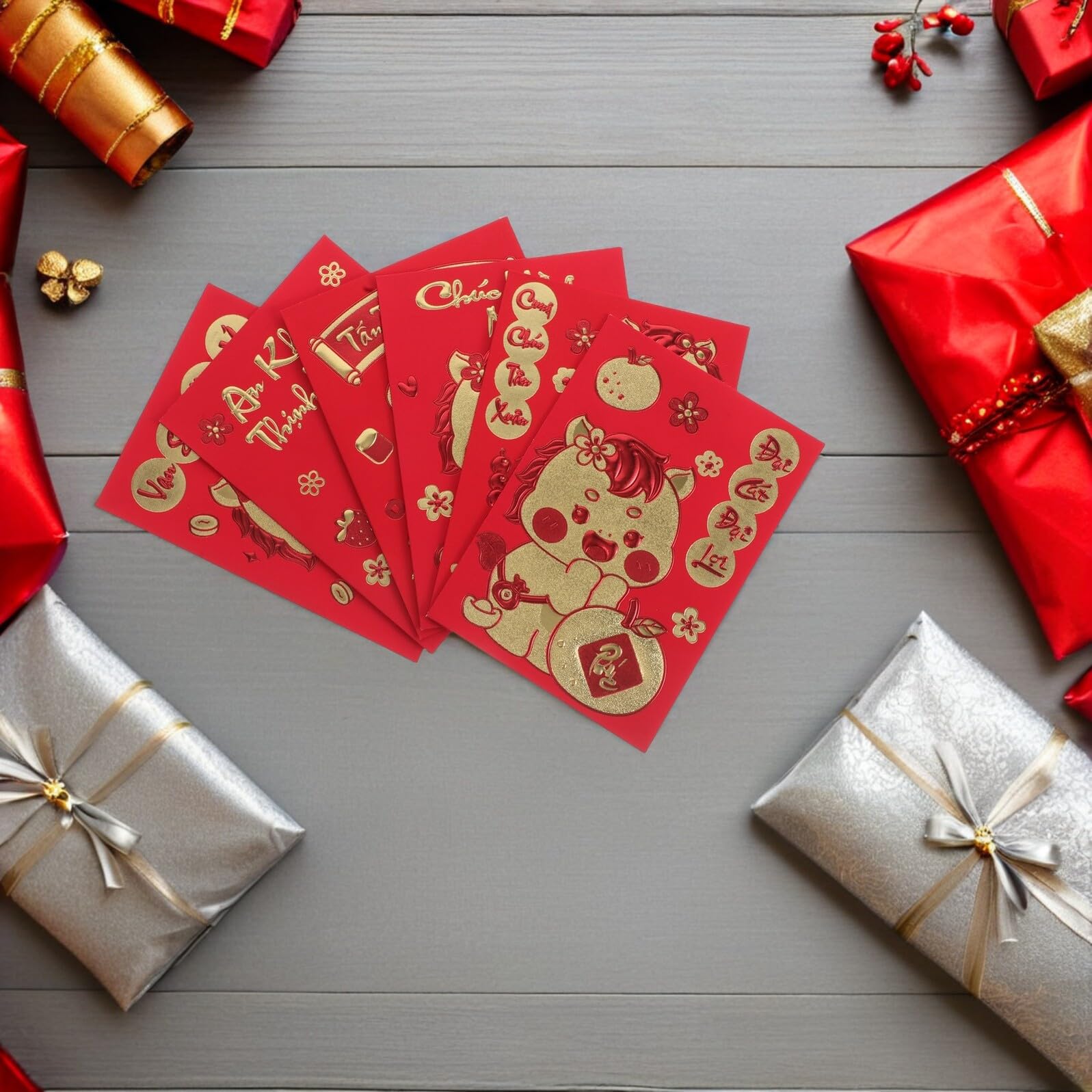 PRETYZOOM 360 Piezas Sobres Rojos Para Dinero De Año Vietnamita Sobres Hongbao Para Regalos Del Festival Lunar De Temporada