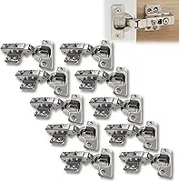 10x Dobradiça Baixa 35mm Reta C/Amortecedor Pistão Porta de Armário Cozinha Guarda Roupa Móveis de Madeira Caneco de 32mm Dobradisa Dobradica 35mm