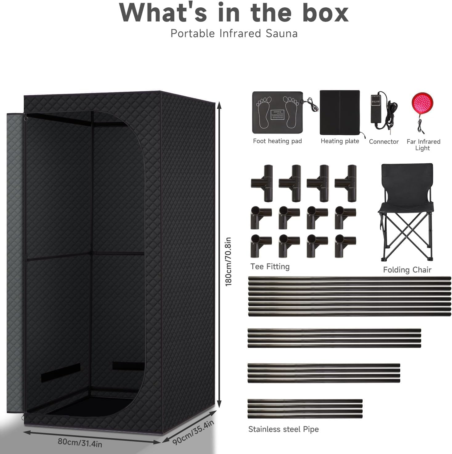 Portable Infrared Sauna Tent for Home, 5-Layer Insulated Dry Sauna with Fast Heating Generator, Red Light Therapy, Folding Chair Waterproof Design for Detox, Relaxation Weight Loss