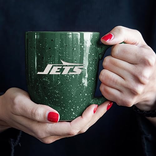 Miniatura 187 de Rico Industries, NFL Football - Taza de café de 16 oz de cerámica moteada, grabada con láser y de color de los equipos de fútbol americano de la NFL
