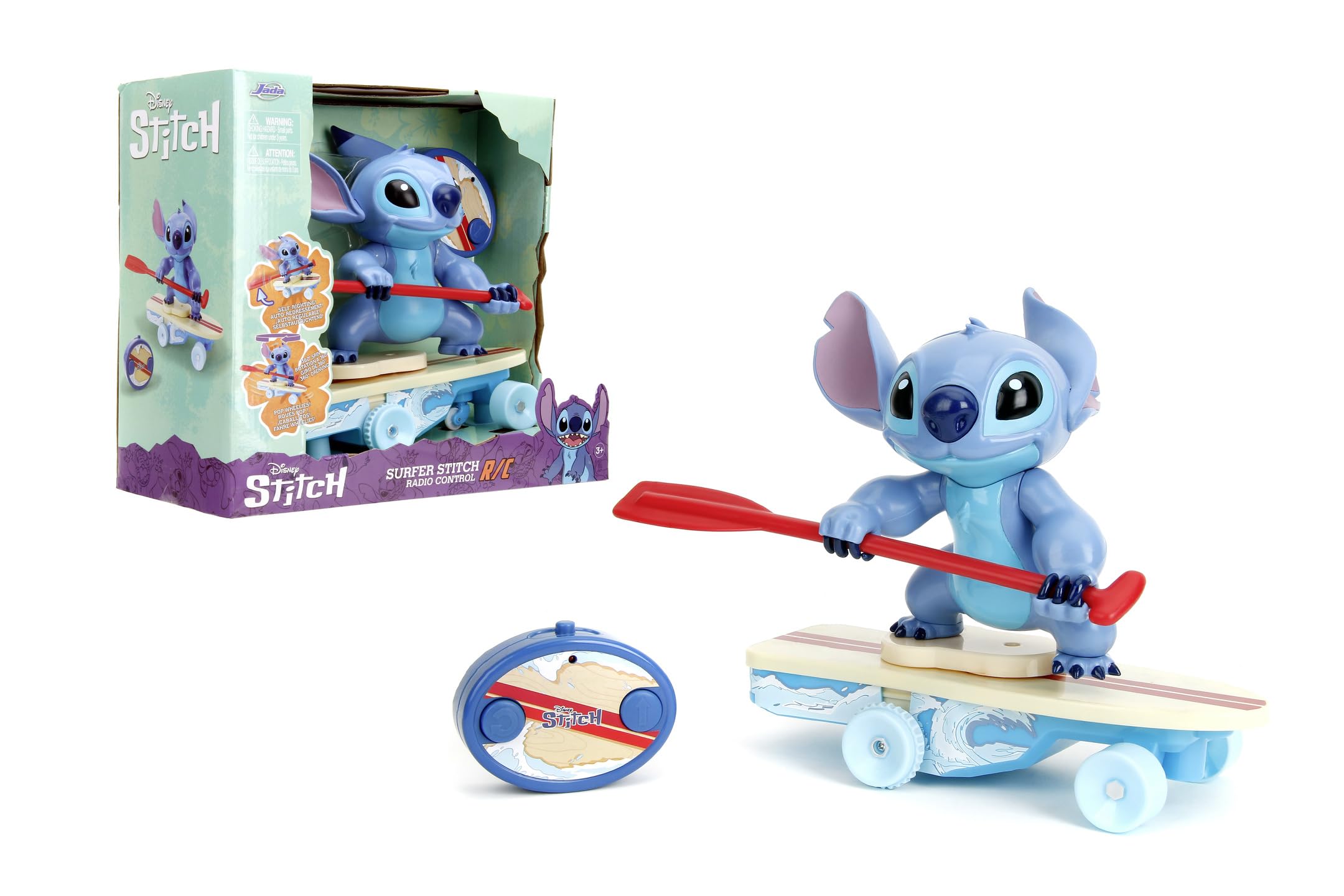 Jada - Radiocomando Surfer Stitch, 25 cm, licenza ufficiale Disney, acrobazie e rotazioni a 360°, per bambini dai 3 anni, 253074009