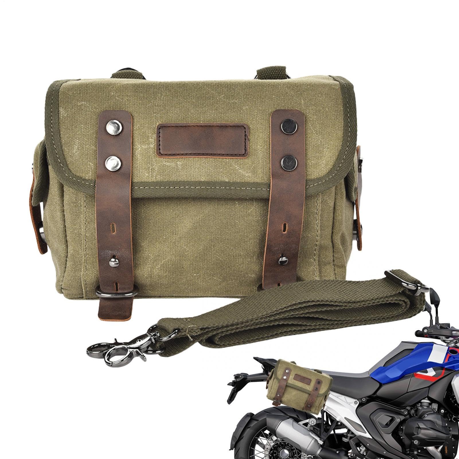 Genérico Borsa posteriore per moto, in pelle pieno , tela cerata a olio, 22,9 cm | Portapacchi rimovibile resistente all'acqua, borsa a tracolla convertibile per moto, bicicletta e ciclismo