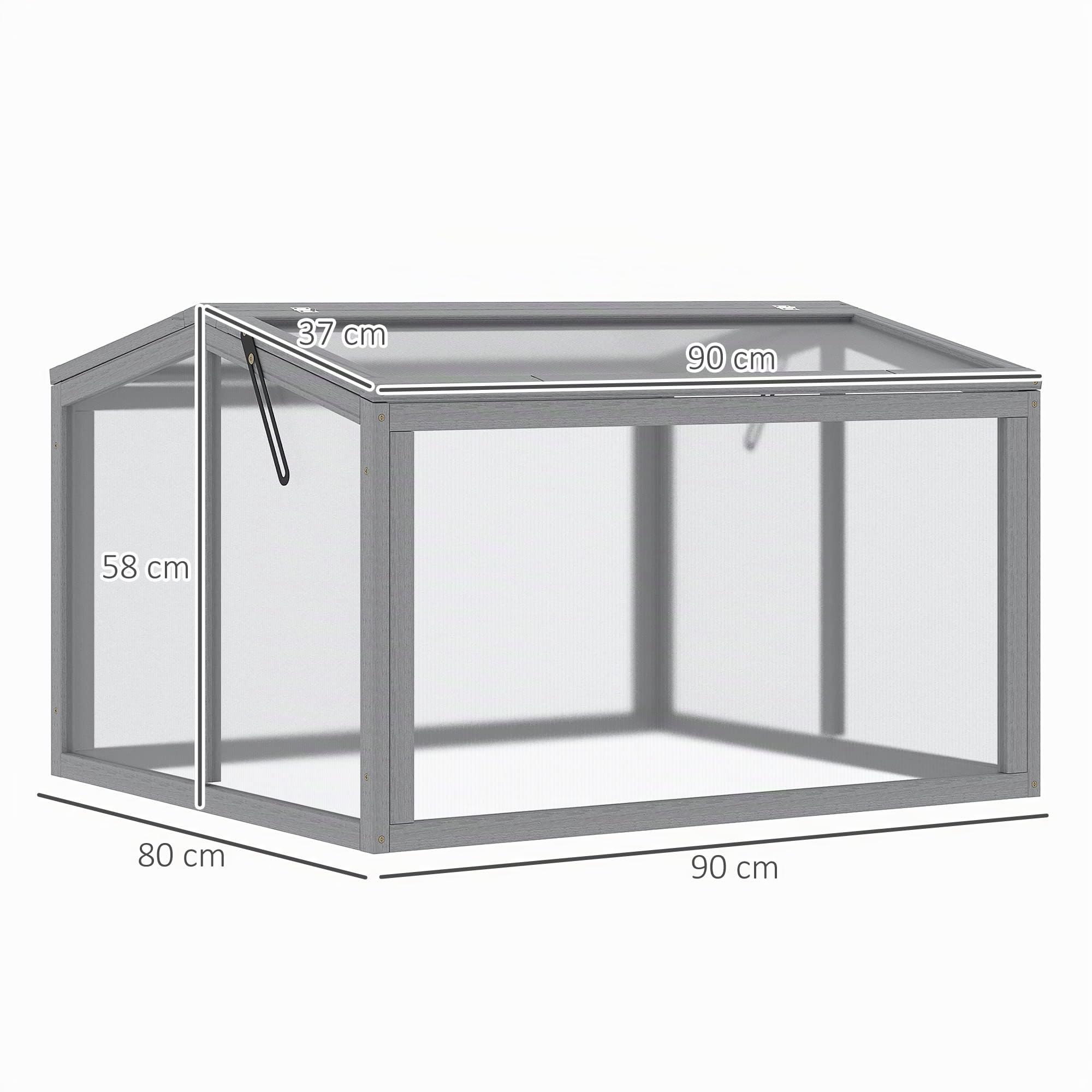 Outsunny serra a freddo Serra a freddo con copertura in legno e policarbonato resistente alle intemperie Grigio chiaro 90 x 80 x 58 cm