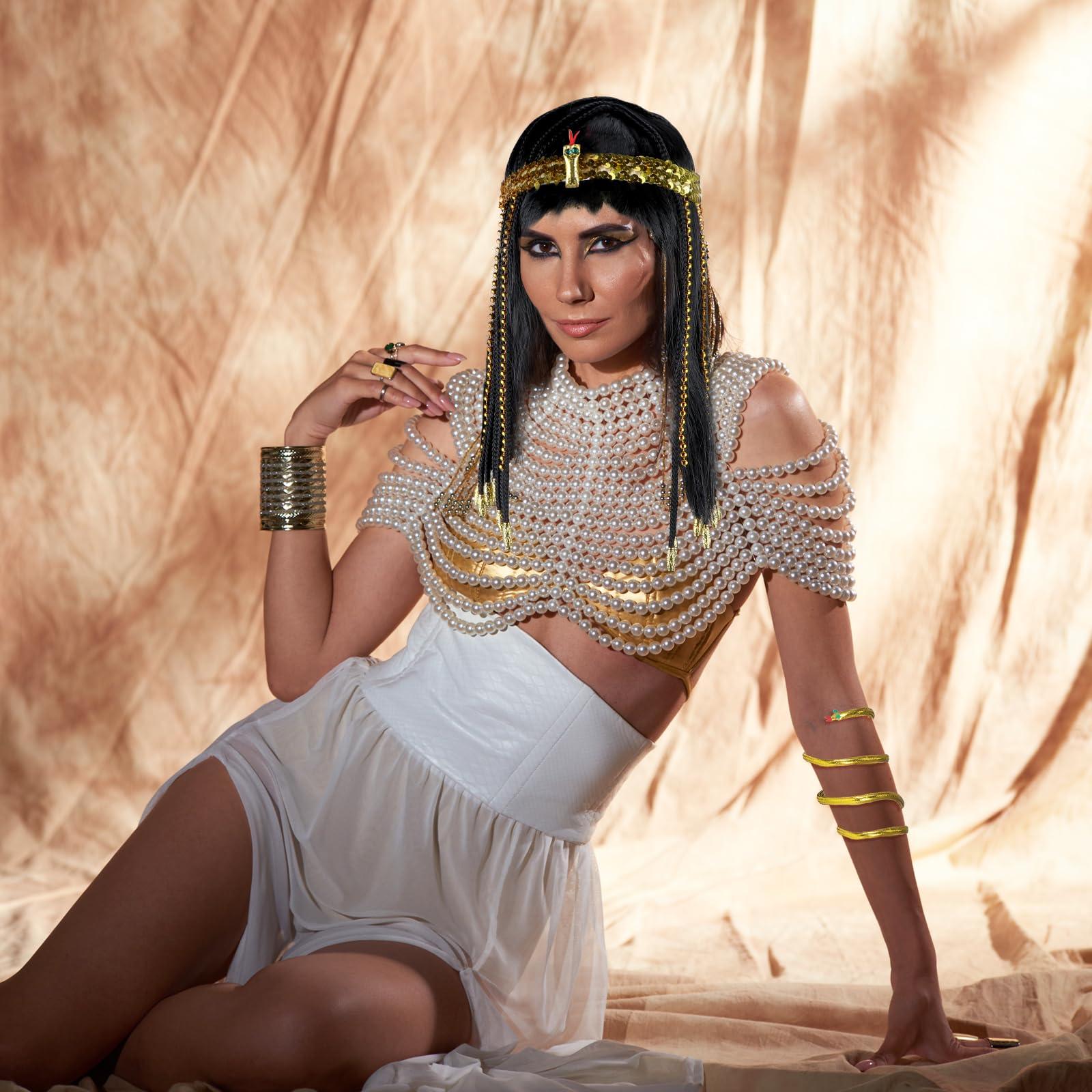 Sureio - Disfraz de Cleopatra para adultos, 9 piezas, para mujer Sureio - Disfraz de Cleopatra para adultos, 9 piezas, para mujer