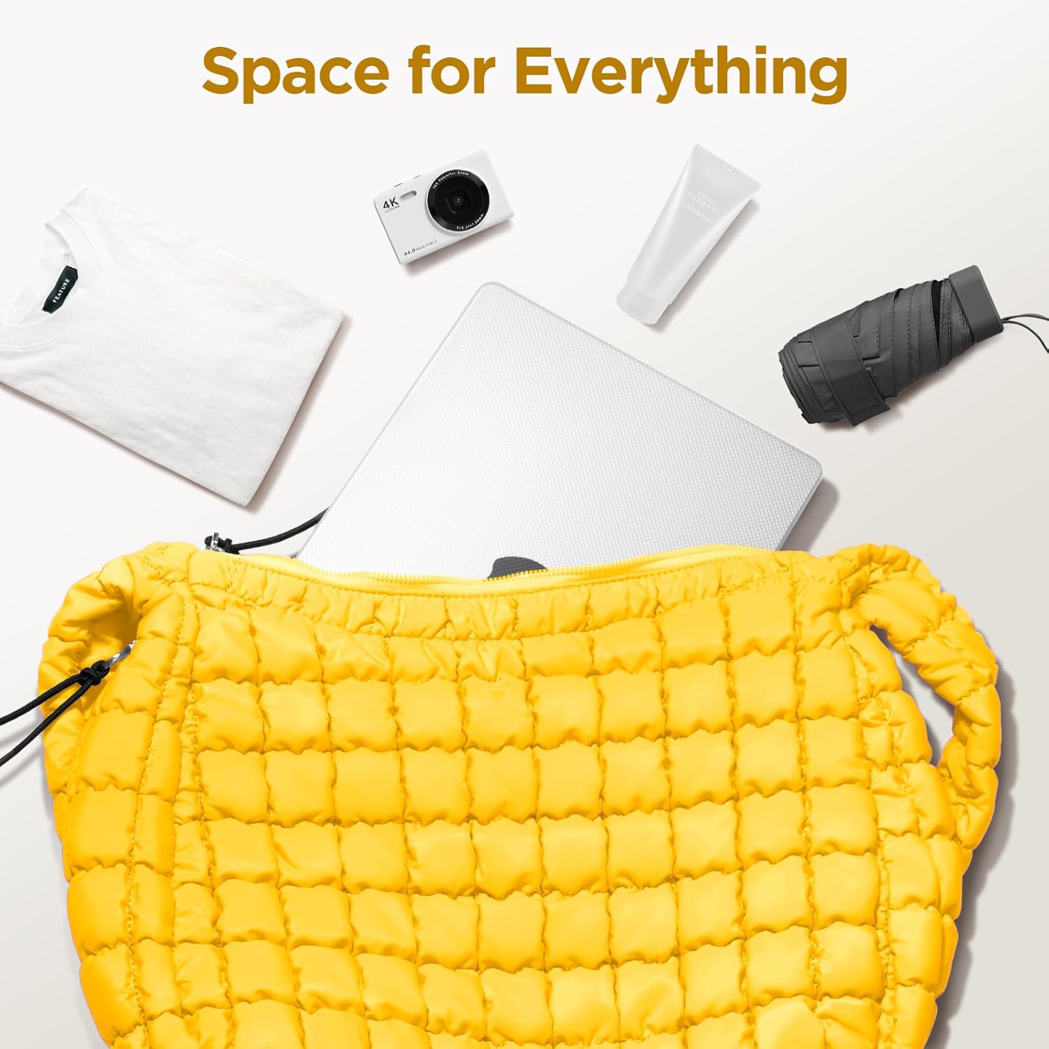 Puffer Tote Bag for Women Large Quilted Tote Bag Quilted Carryall Bag Soft Puffy Crossbody Bag Hobo Handbags Puff Purse - Image 4