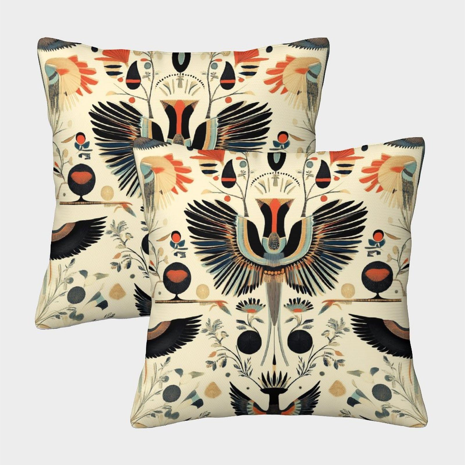 kaiyun 2 Pack Ancient Egyptian And Schiaparelli Motifs Pillow Case 40x40cm Throw Pillow Case,Modern Decoration Pattern for Terrace Sofa Bedroom Indoor Outdoor Party