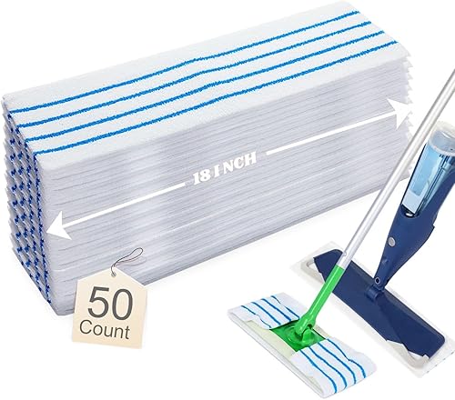 Miniatura 1 de Frescares 50 paños de microfibra semi-desechables para trapeador compatibles con barredoras y todos los paños de repuesto de trapeador seco y húmedo
