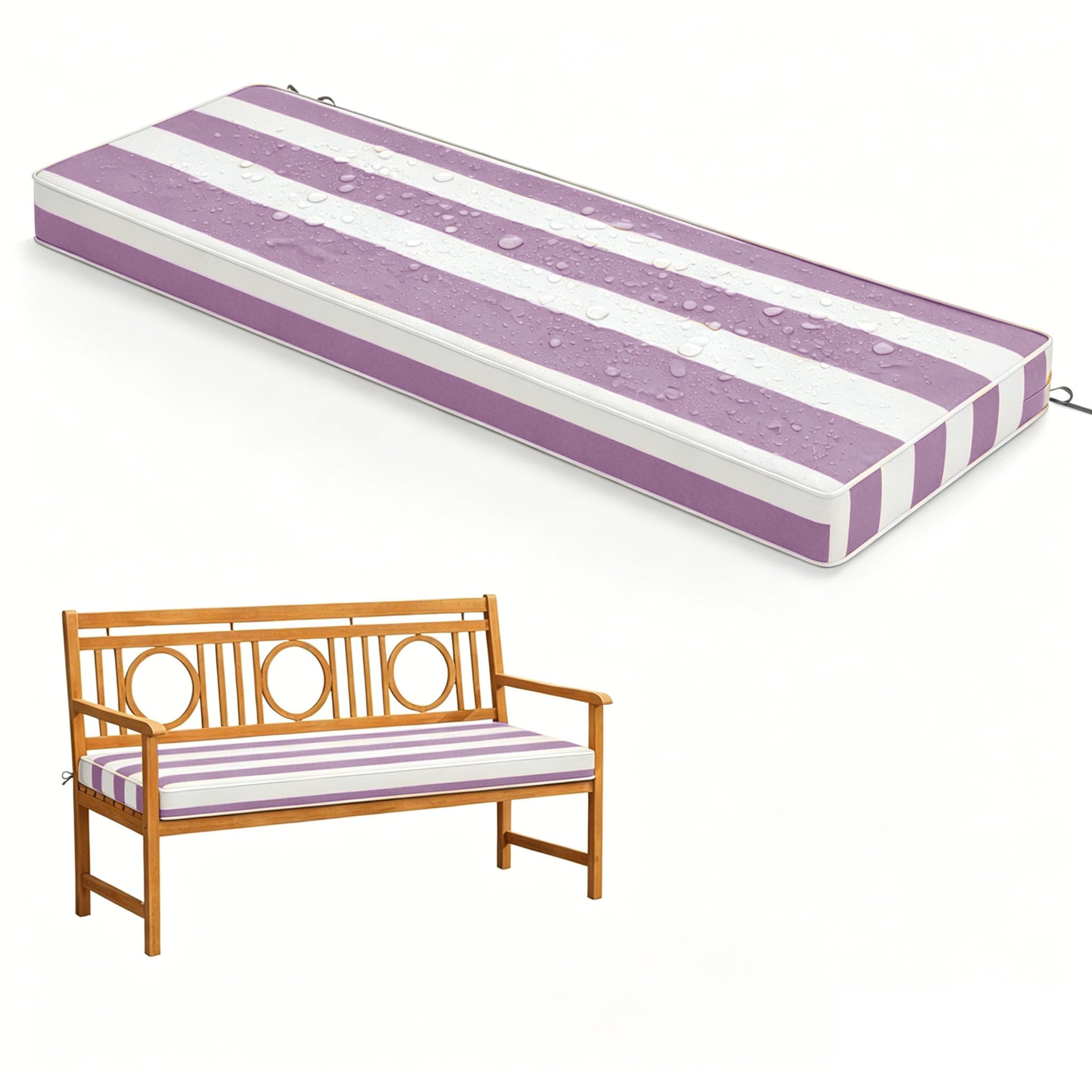 WLXFF stripe Waterproof Garden Bench Cushion Outdoor Swing Seating Pad Thick Foam Garden Furniture Pad Bench Cushions for Indoor Furniture Waterproof seat pads for garden chairs Indoor