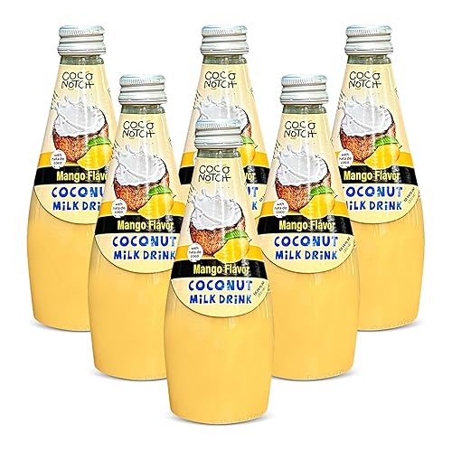 COCO NOTCH Bebida de leche de coco, sabor a mango, bebida de leche de coco de 10.14 onzas con pulpa, sin conservantes y sin OMG, paquete de 6 (Mango)