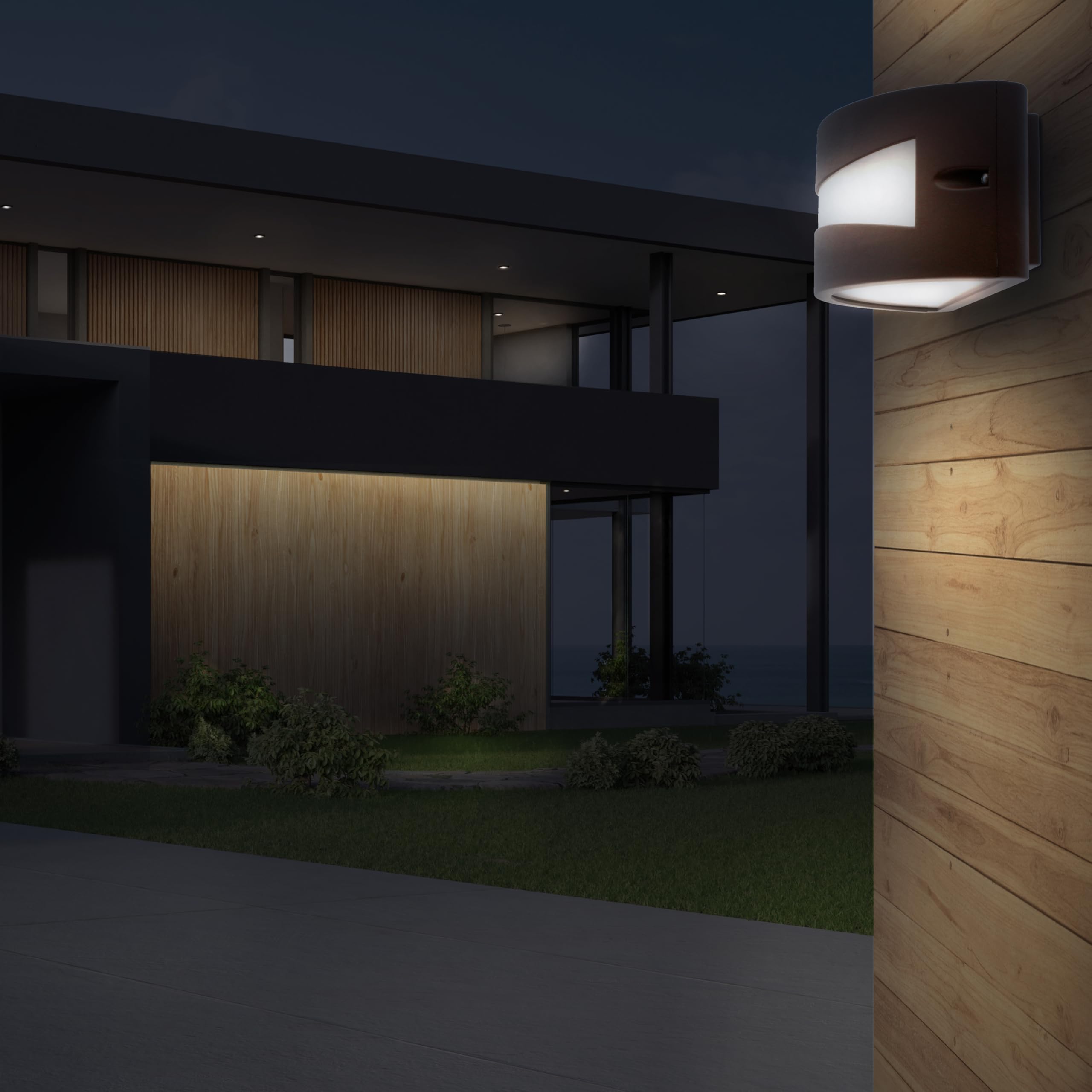 wonderlamp - Applique da parete per esterno impermeabile, per giardino, terrazza, garage, colore marrone ossido, lampadina E27