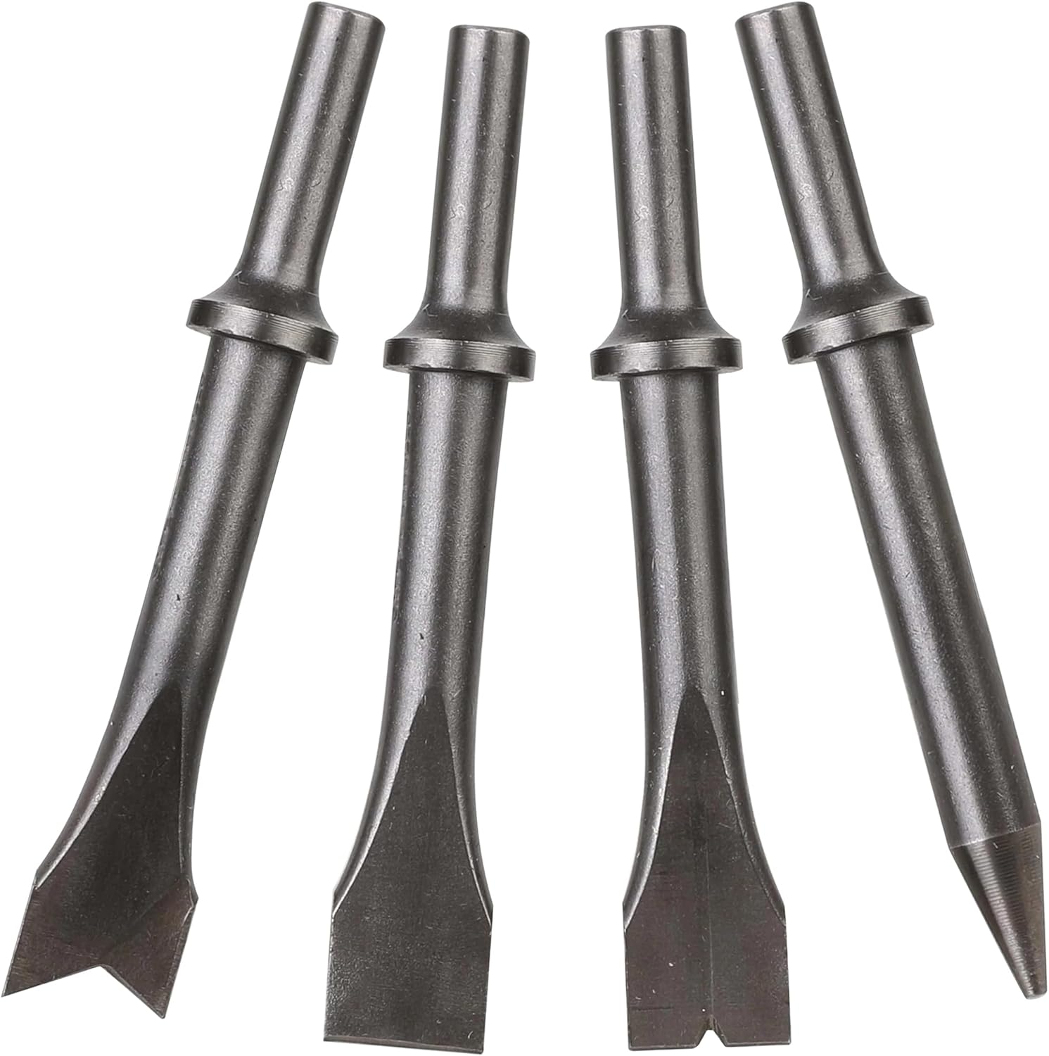 LE LEMATEC 125mm Long, 10.2mm Shank Round Chisels – 4-Piece Air Chisel Set for Needle Scaler, Heavy-Duty Metalworking & Air Hammer Chisel Bits (LE-B68R)