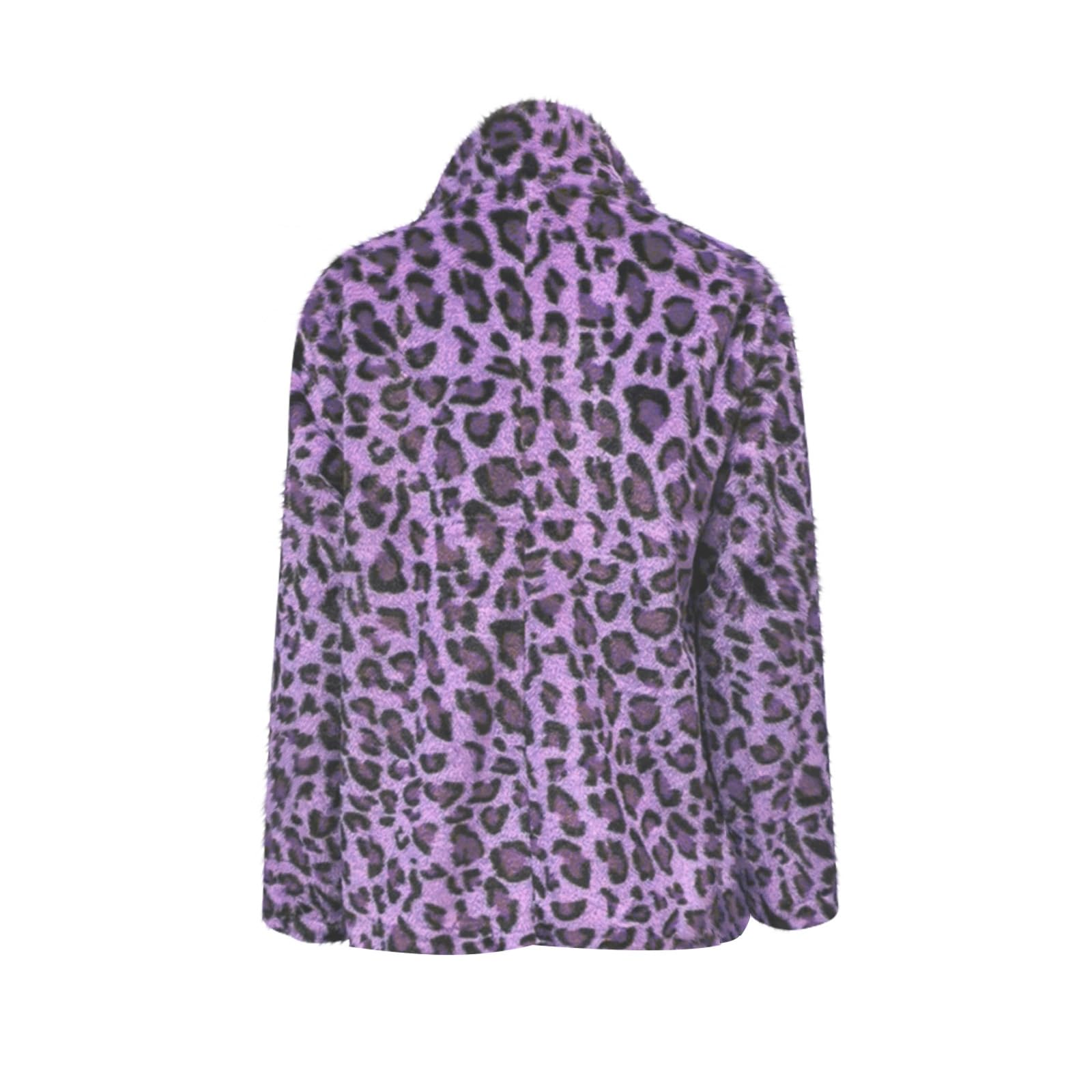Fleecejacke Damen Ohne Kapuze Winterjacke Elegant Teddyjacke Winter Warm Plüschjacke Leopard Plüschmantel Langarm Flauschjacke Winddicht Damen-Jacken Kuschelig Winterjacken Casual Wintermantel