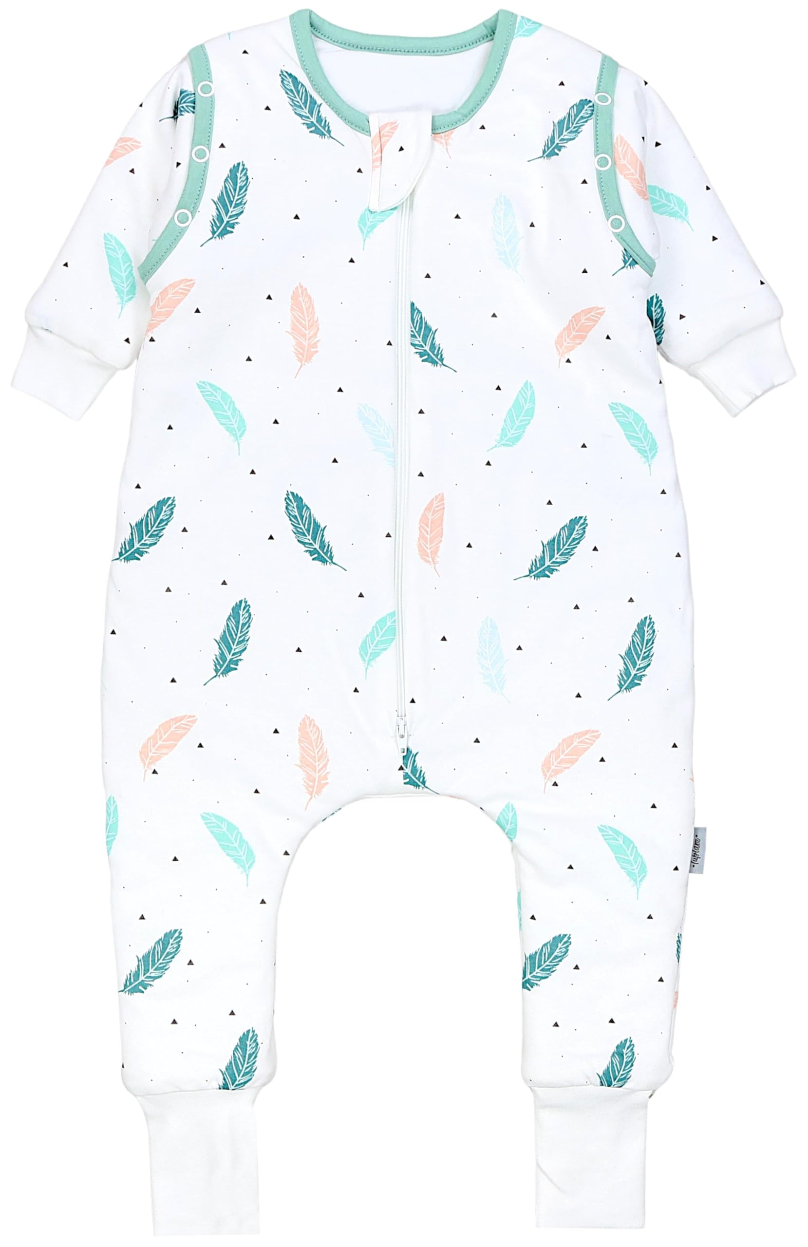 TupTam Baby Schlafsack mit Beinen und Ärmeln OEKO-TEX zertifizierte Materialien, Winterschlafsack 2,5 TOG Unisex, Farbe: Federn, Größe: 80-86