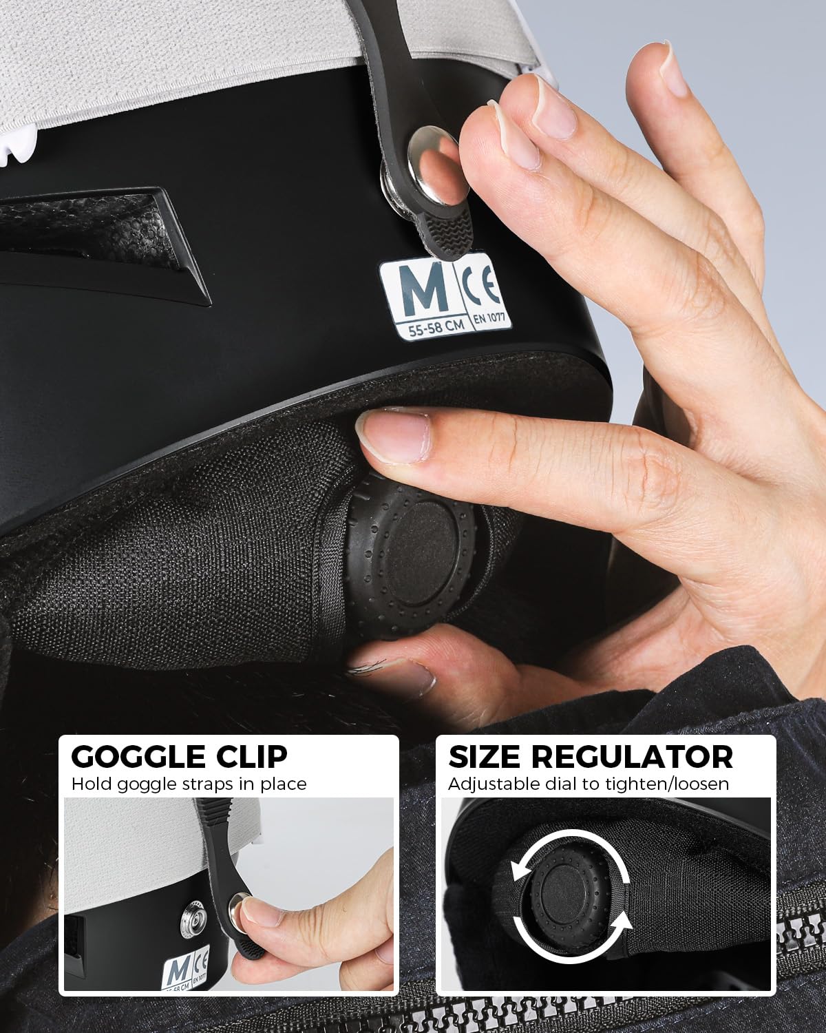 Victgoal Casque de Ski pour Homme Femme, Casque de Snowboard Ajustable en Toute Sécurité M/L Casque avec Protège-Oreilles Chauds pour Le Ski et Les Sports de Neige