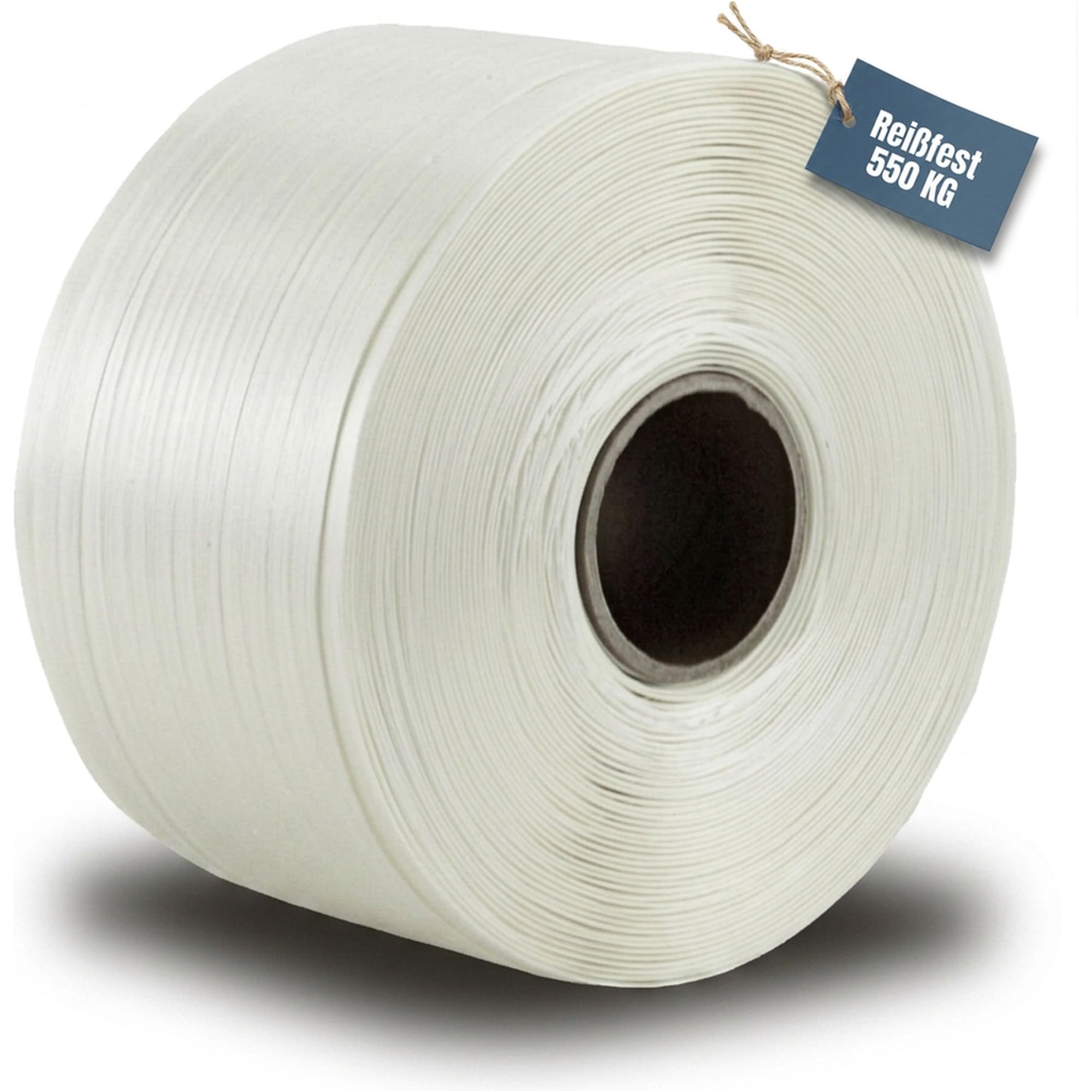 KK Verpackungen Textil Umreifungsband 19 mm x 600 m | 4 x Rollen, 550 KG Reißfestigkeit, Kern 76 mm | Polyester Hotmelt für scharfkantige Materialien | Verpackungsband zum Bündeln