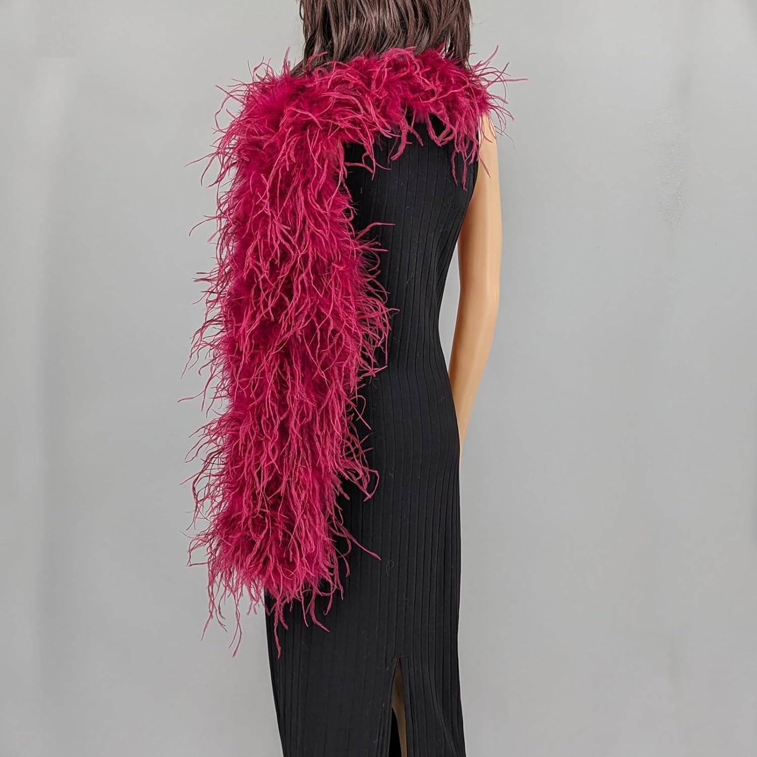 LVCOMEFF Women Single Long Ostrich Feather Arm Warmer Fur Arm Sleeve For Party Luxurious Furry Fingerless Glove