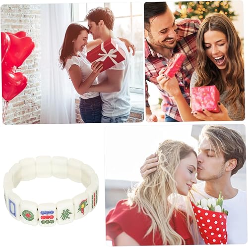 Miniatura 8 de Toyvian 5 pulseras únicas de Mahjong para parejas, pulseras Mahjong para parejas, pulsera con forma de Mahjong, pulseras redondeadas Mah-Jong,