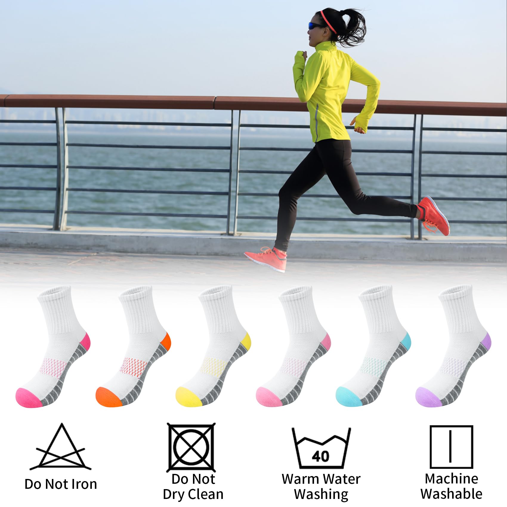 6 Pares Calcetines Deporte Mujer 35-40, Antideslizantes Atléticos Transpirable Running Deportivos Calcetines