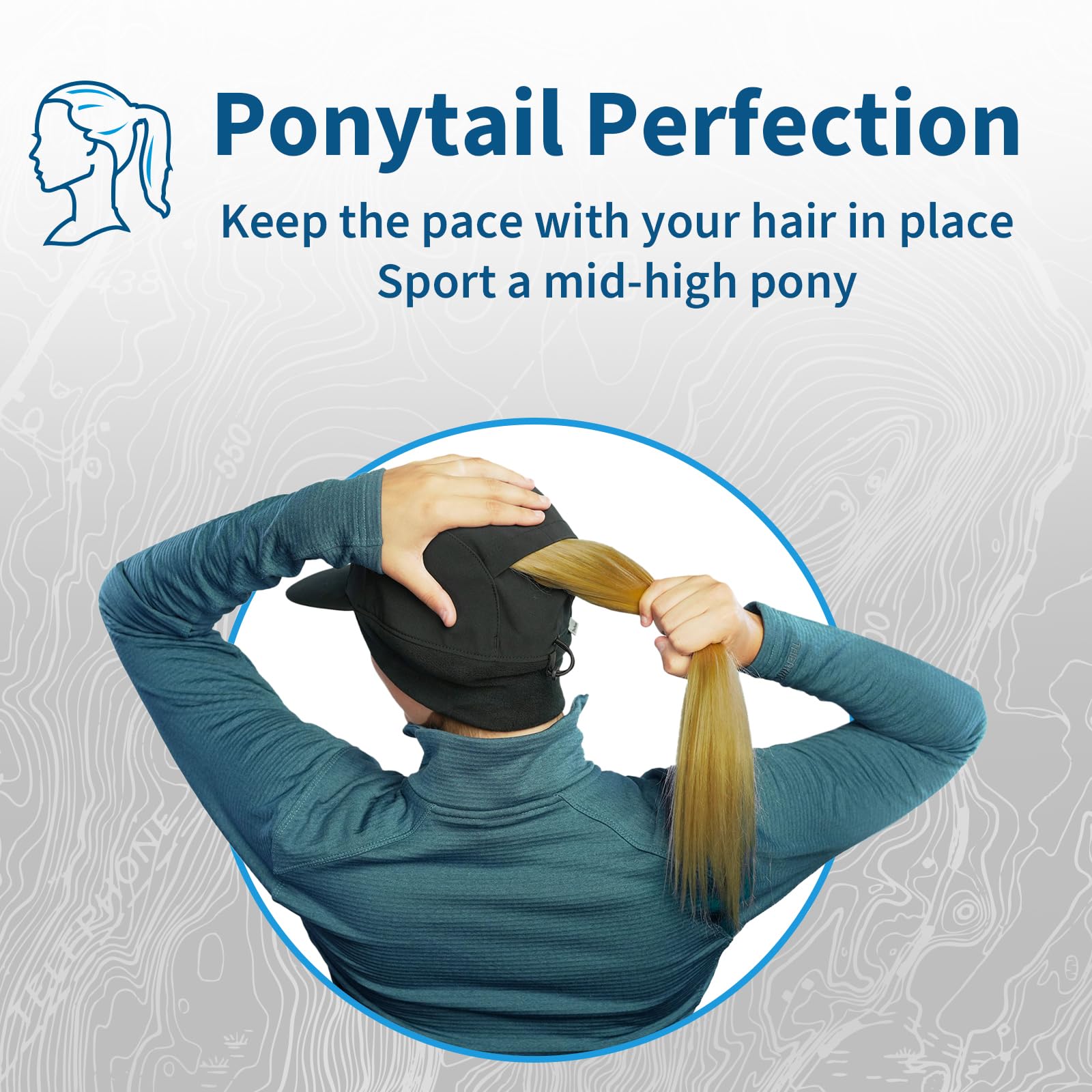 TrailHeads Sombrero de lluvia para mujer, sombrero de cola de caballo de invierno, sombreros impermeables para correr, senderismo, Storm Runner