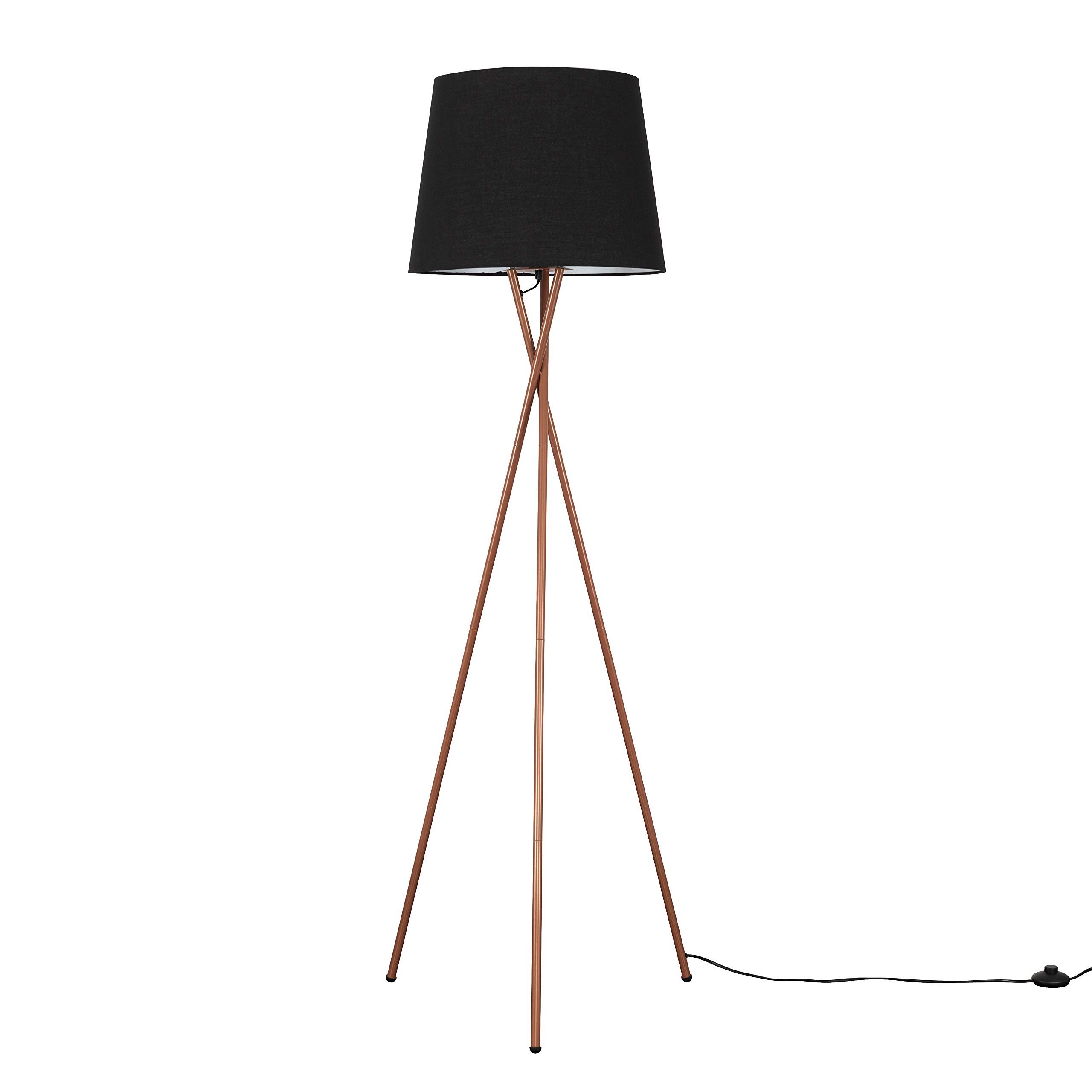 Camden Copper Metal Tripod Floor Lamp - Tapered Shade - LED Bulb - ValueLights
