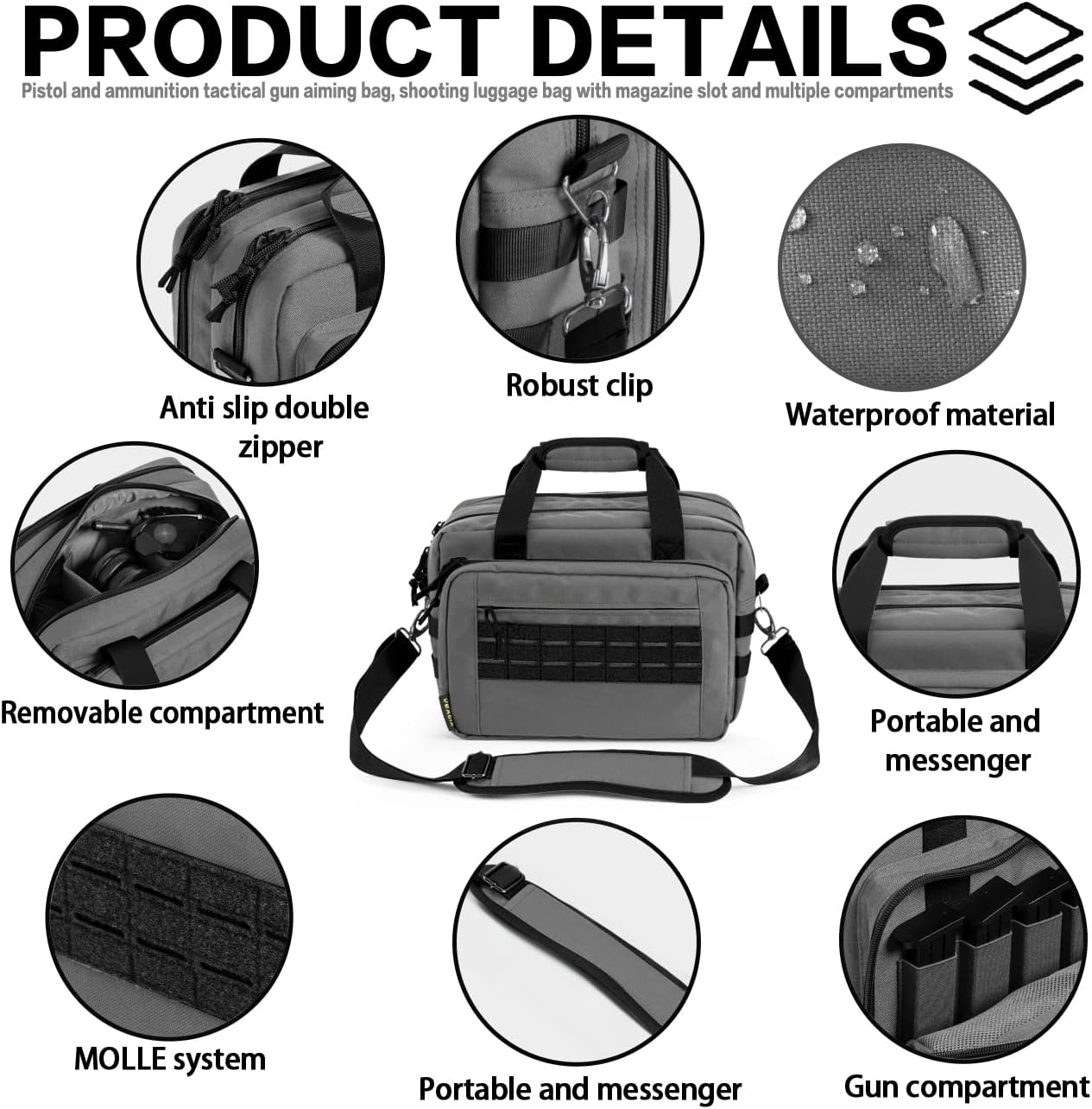 VEAGIA Range Bag Pistol Case Gun Range Bags For Handguns And Ammo Gun Case 3 Branch Pistol Soft Carrying Bags - Image 4