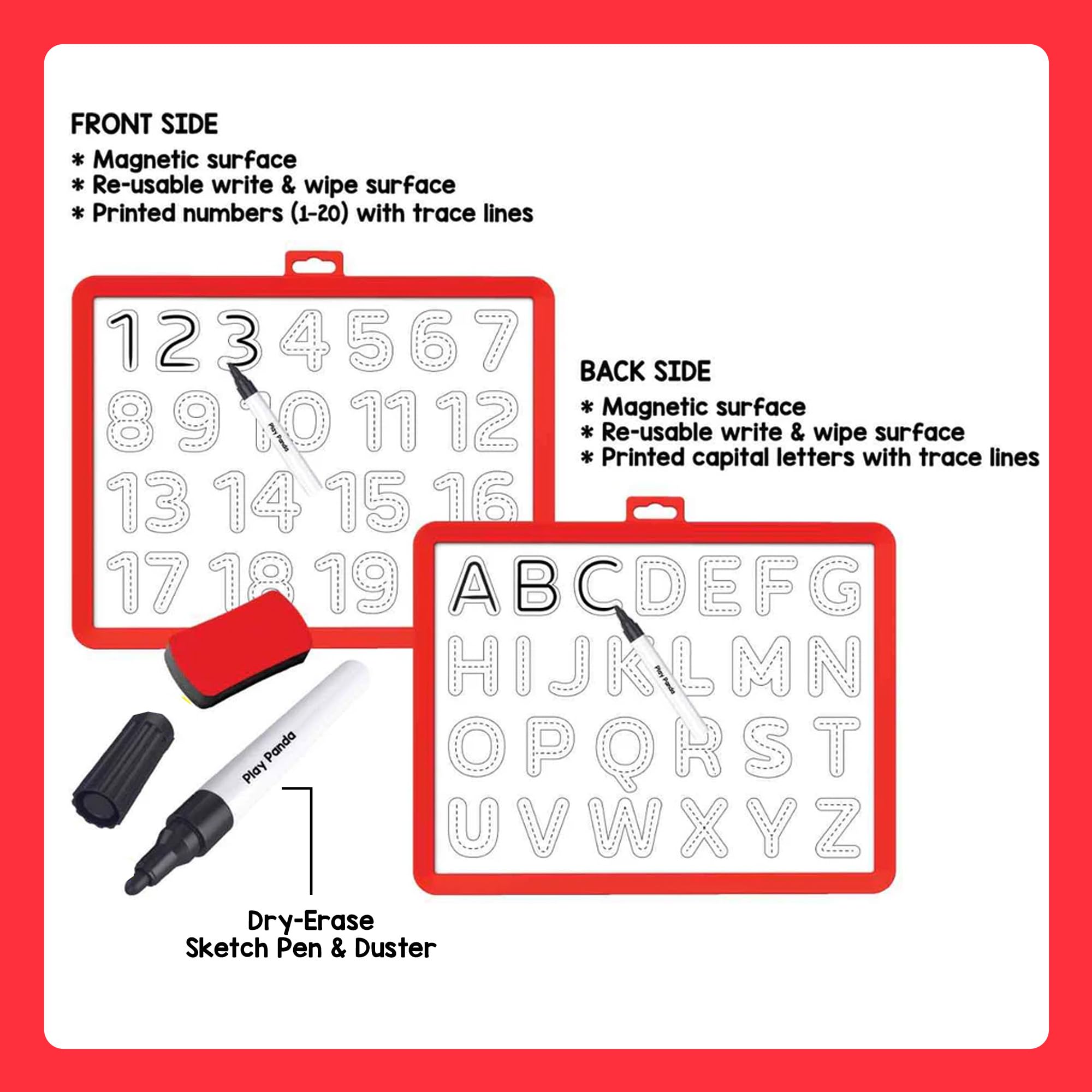 Play Panda Learn to Write Magnetic Board with Letters & Numbers for 3+ yrs Kids 2