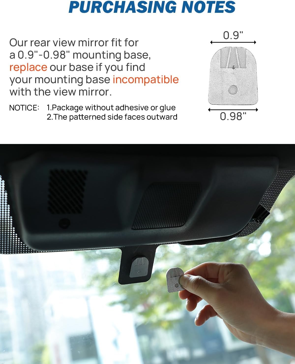 JOYTUTUS Rear View Mirror, Interior rearview mirror Kit, Anti-glare, Universal Fit Type OEM Product Compatible with Toyota, Ford, Jeep, Hyundai, Kia, Nissan, Subaru, Mazda, Chevrolet and More