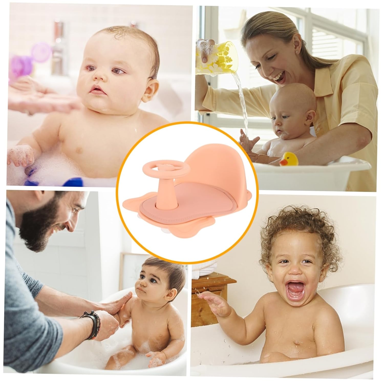 Yardwe Bath Chair with High Backrest and Non-Slip Suction Cups Material Shower Stool for Newborns and Comfortable Support Bath Seat for Boys