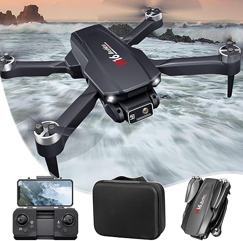 Miniatura 1 de Drone sin escobillas con cámara FPV 1080P, 2.4G WIFI HD gran angular RC Quadcopter con modo sin cabeza, giros de 360, retención de altitud, juguetes