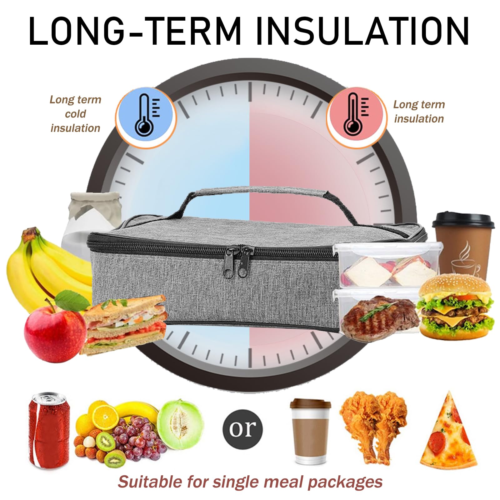 Borsa Frigo Piccola 4L, Borsa Termica Porta Pranzo Pieghevole con Maniglia, Lunch Bag Riutilizzabile