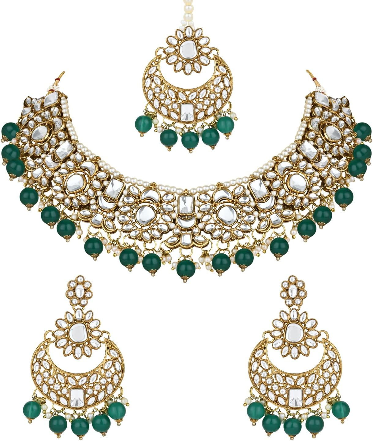Ensemble De Bijoux Indien Bollywood – Collier Mehandi Ethnique – Plaqué Cuivre