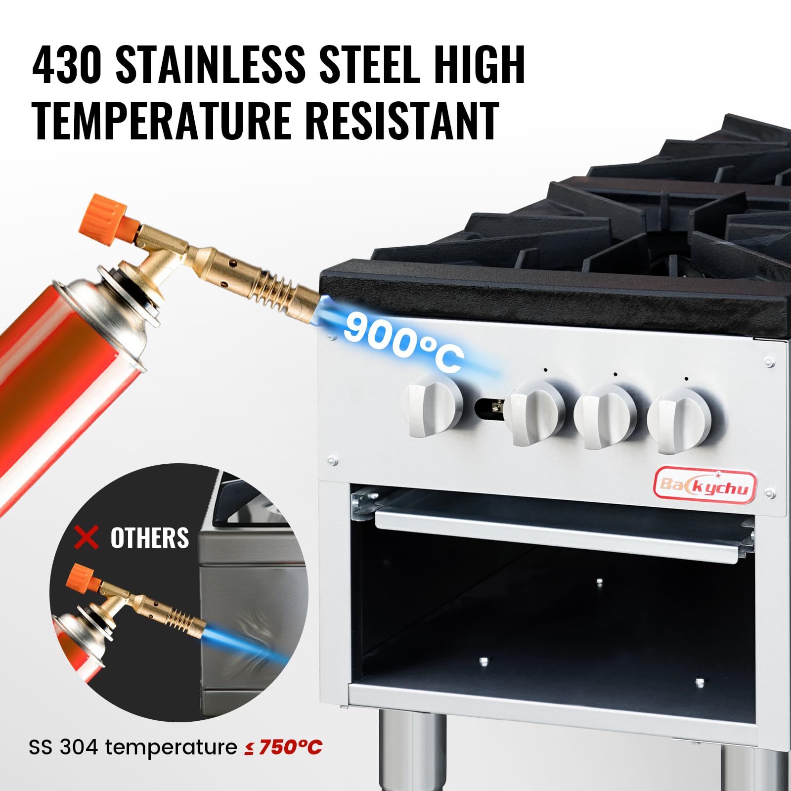Backychu Commercial Gas Stock Pot Range - 160,000 BTU Single Burner Stove, 18