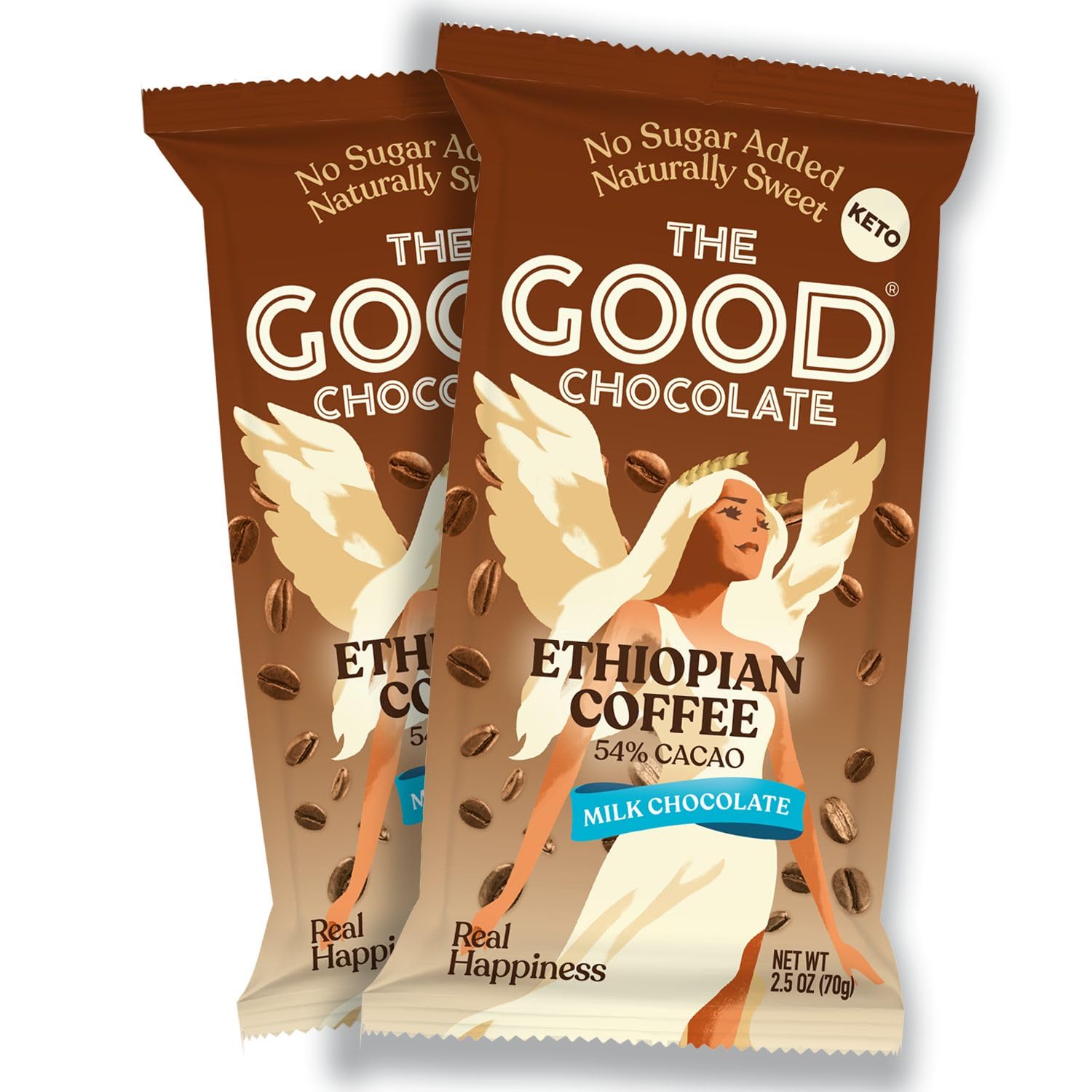 THE GOOD CHOCOLATE – Coffee Milk Chocolate Bars with 80% Less Sugar & Lower Net Carbs – Keto Chocolate Bar with Lower Calories, All Natural and Non-GMO Keto Snacks, 2.5 oz (2 Bars Starter Pack)