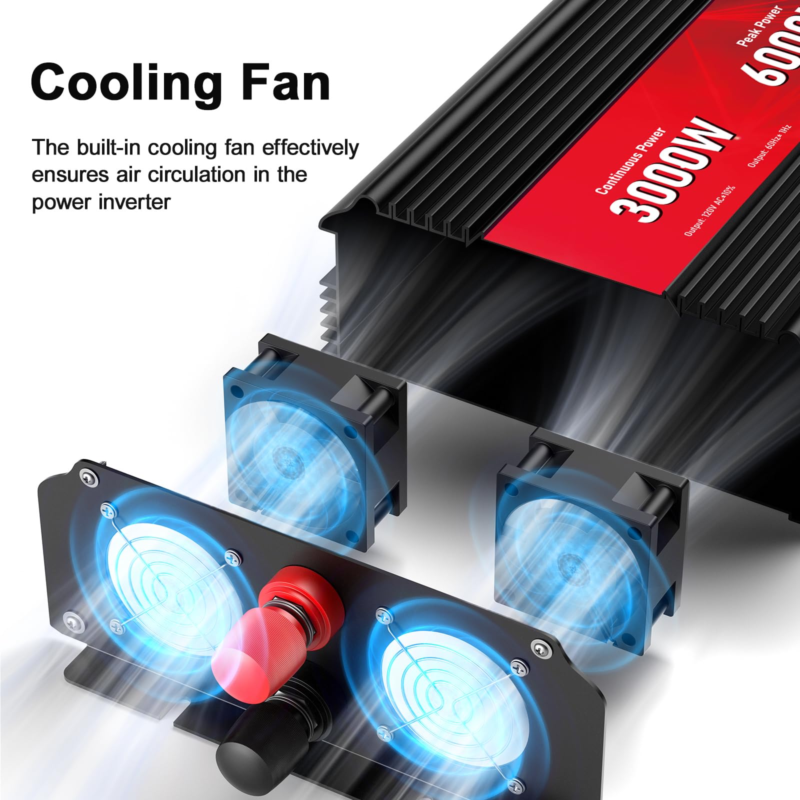 Leistungswandler 3000W DC 12V auf AC 110V 120V Maximale Leistung 6000W mit 2AC Ausgängen und USB 2.4 Port, LCD Anzeige Auto Wechselrichter für Outdoor Aktivit ten