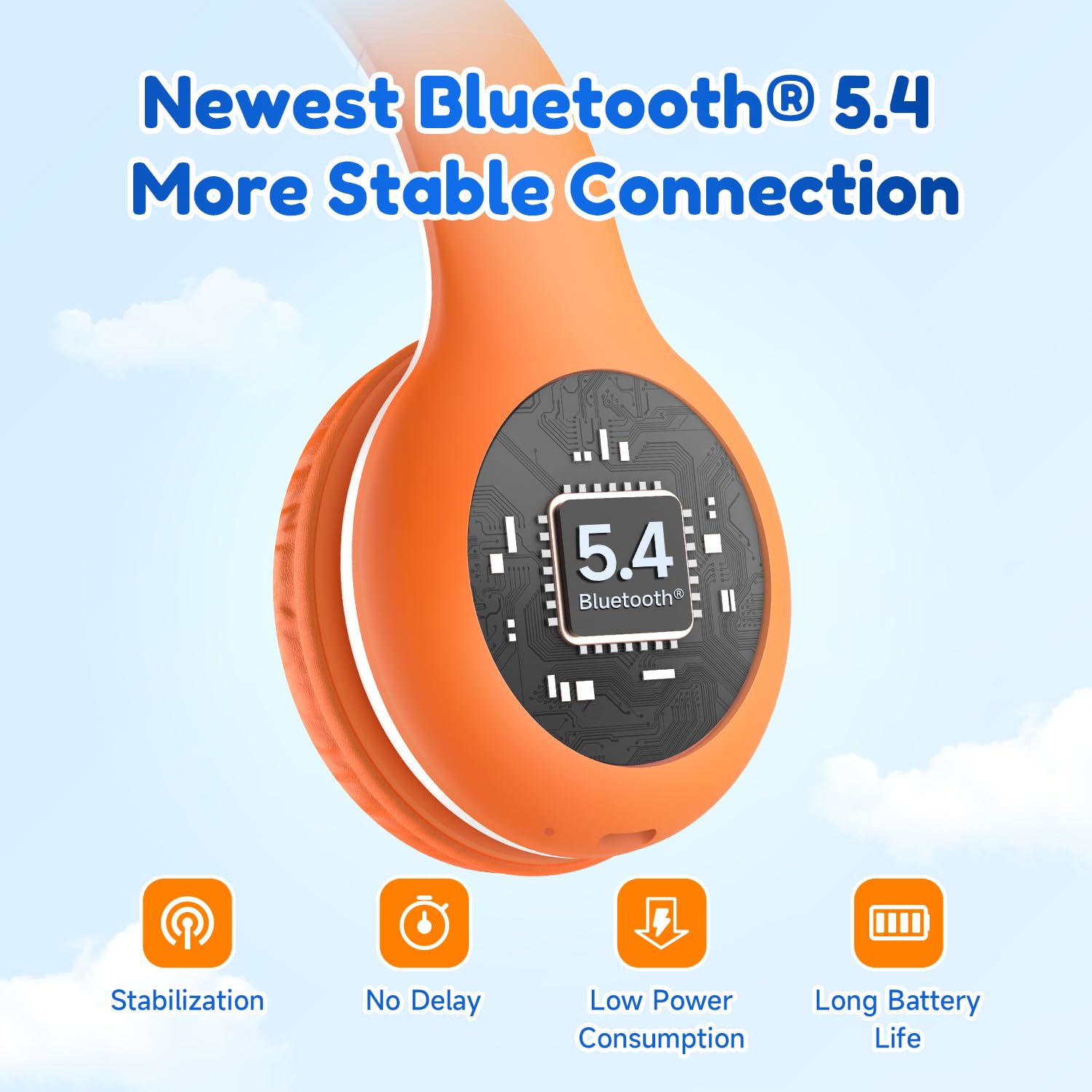EarFun Kids Headphones Wireless, Bluetooth 5.4 Headphone for Boy/Child with Mic, 85/94dB Volume Limited Foldable Over Ear - Image 4