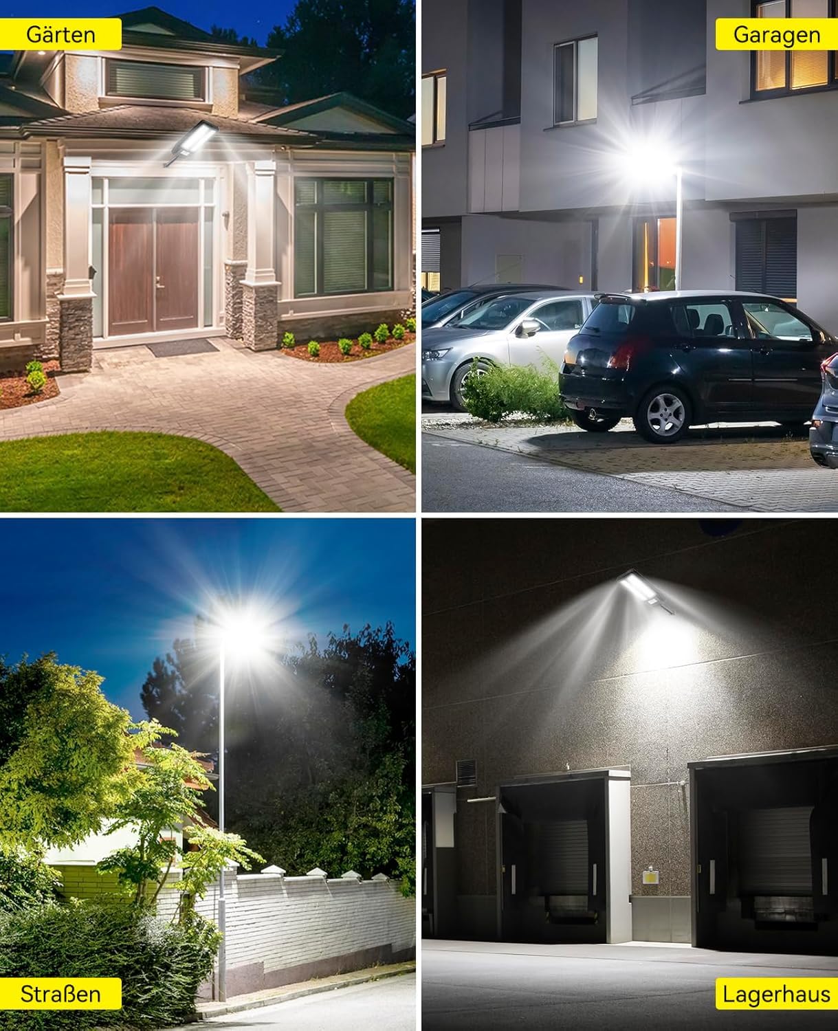 Adewalk 900W Solar Straßenlaterne mit Fernbedienung, IP66 Wasserdichte Solarlampen für Außen mit Bewegungssensor, 6500K Solarleuchten Superhelles LED Solar Strahler Außen für Gärten Garage Straßen